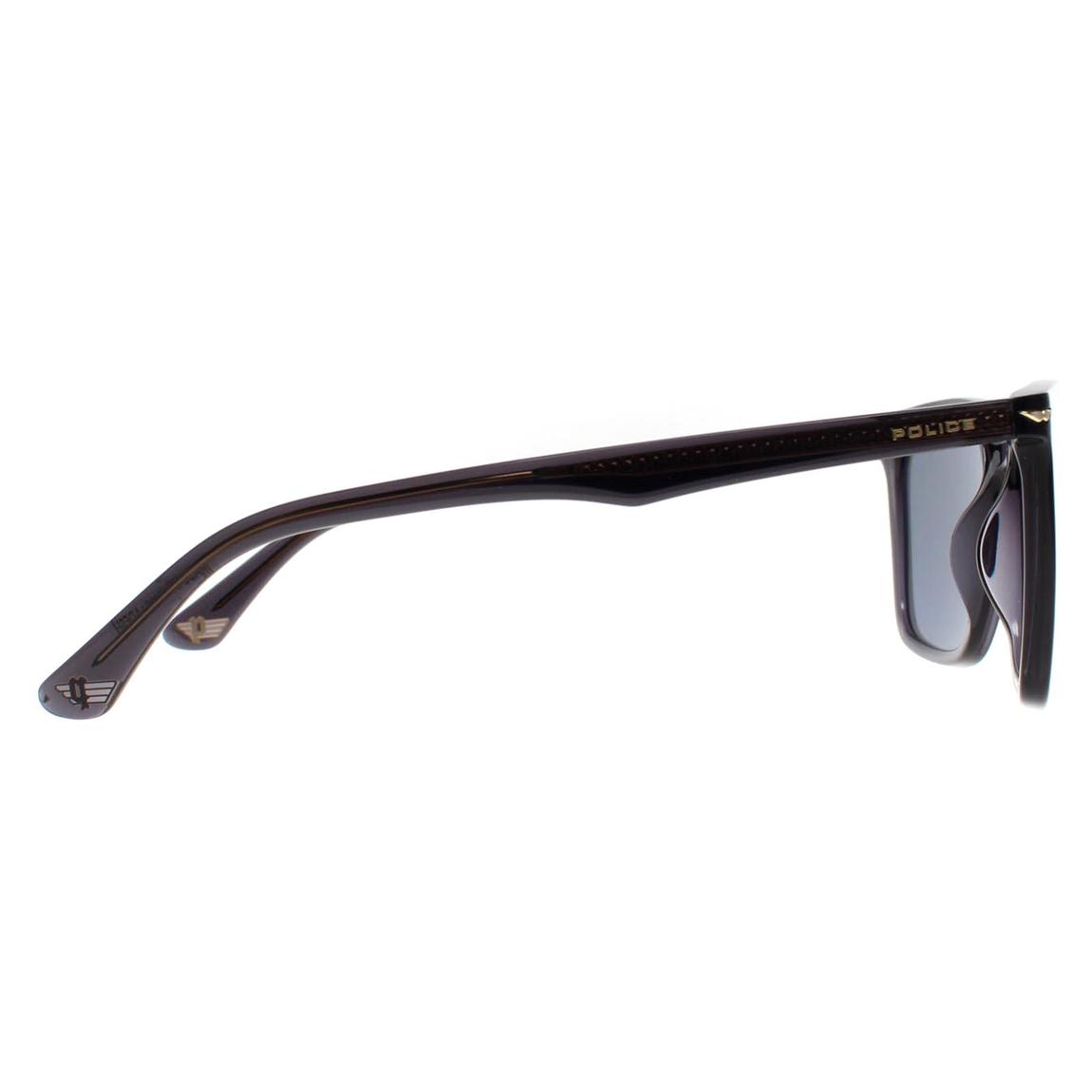 Police Sunglasses SPLL80 Champ 4 705B Shiny Transparent Dark Grey Smoke Mirror Blue main product photo