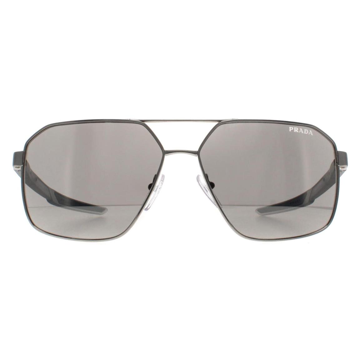 Prada Sport Sunglasses PS55WS 1BC07F Silver Light Grey Silver Mirror main product photo