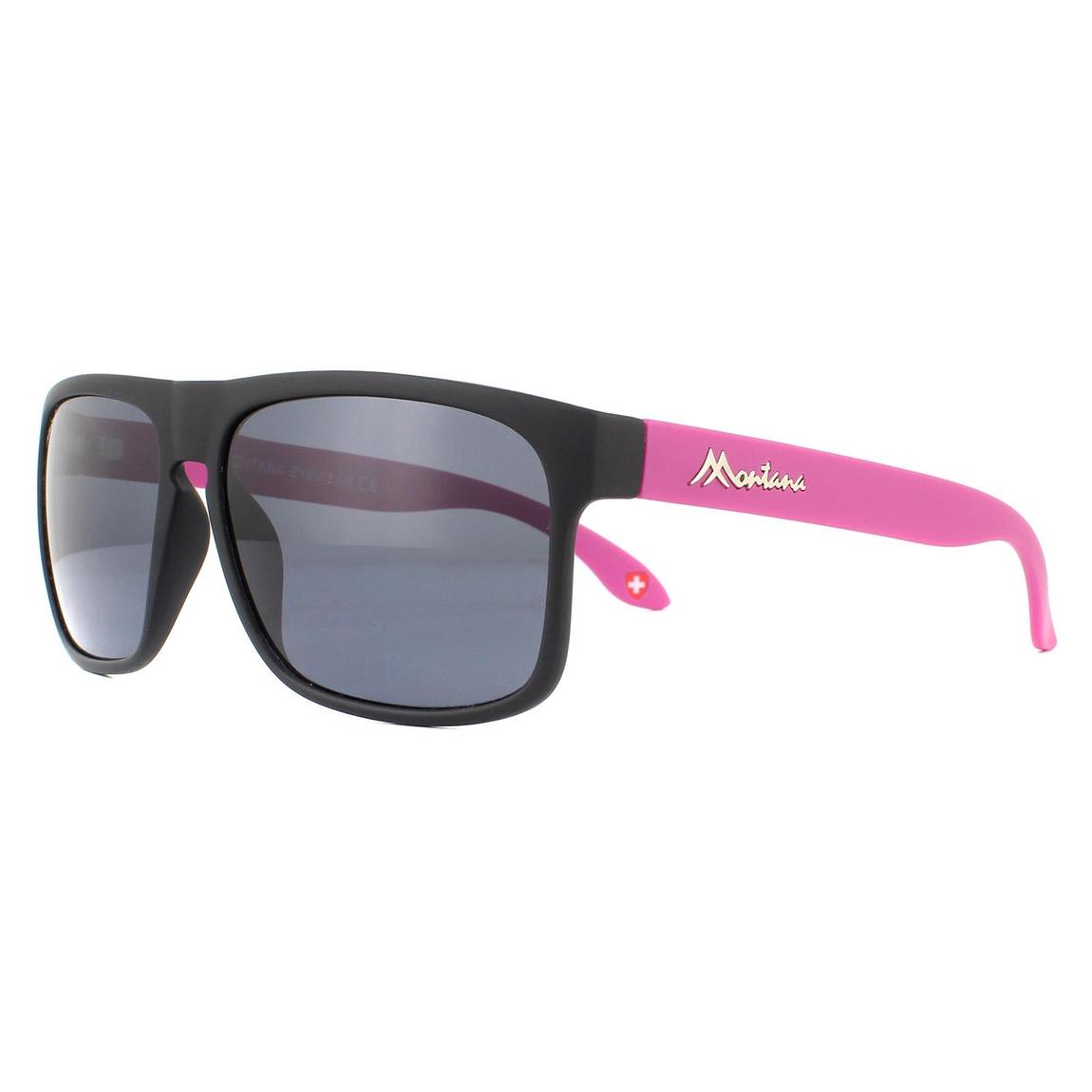 Montana Sunglasses MP37 C Black with Pink Rubbertouch Black Polarized main product photo