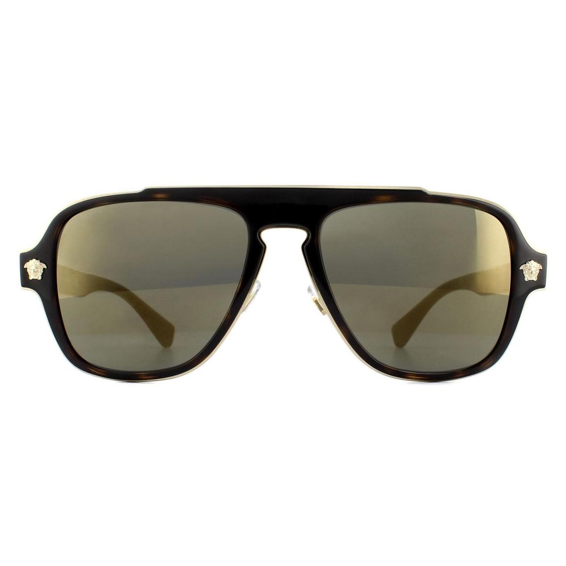 Versace Sunglasses VE2199 12524T Dark Havana Dark Grey Mirror Gold main product photo