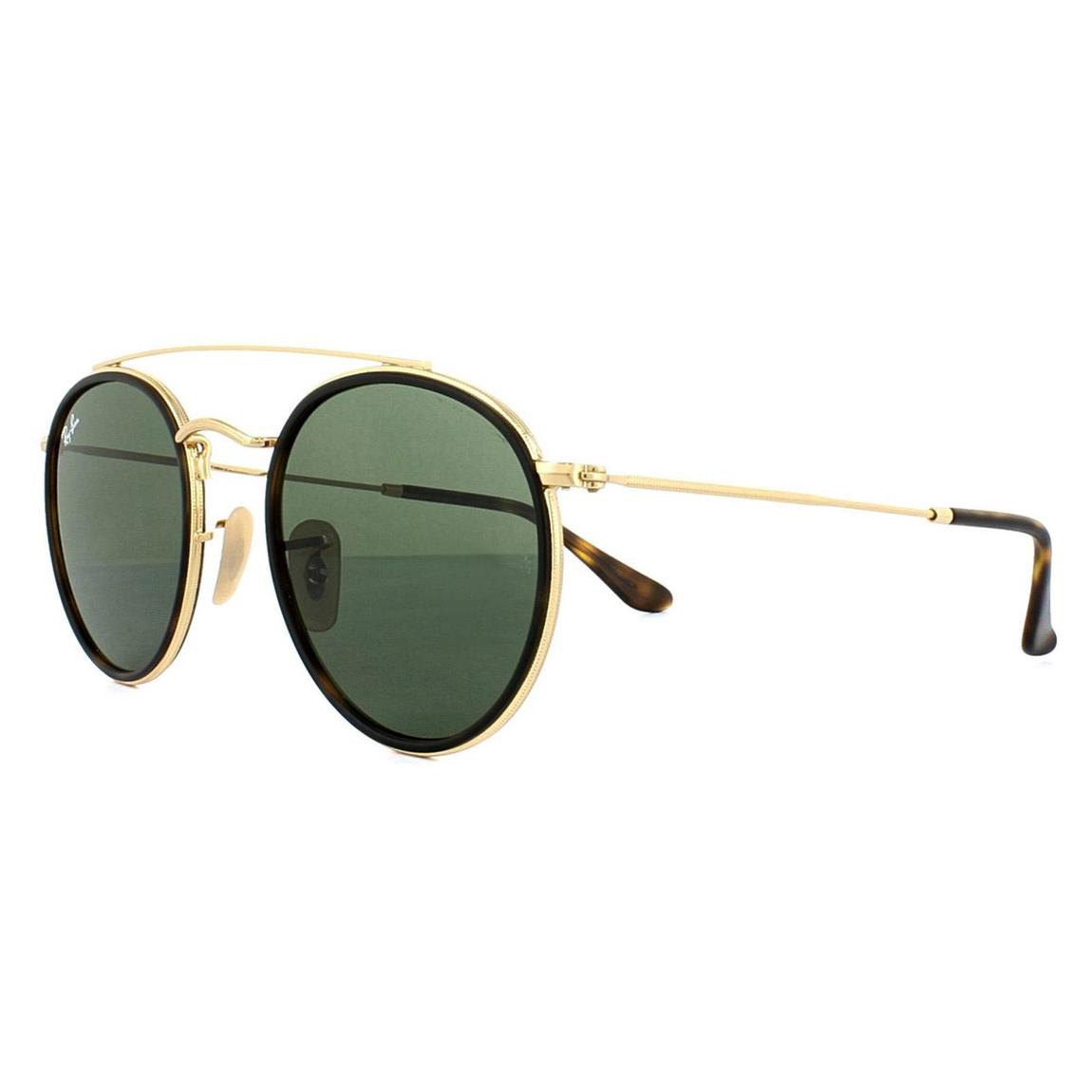 Ray-Ban Sunglasses Round Double Bridge 3647N 001 Gold Green main product photo