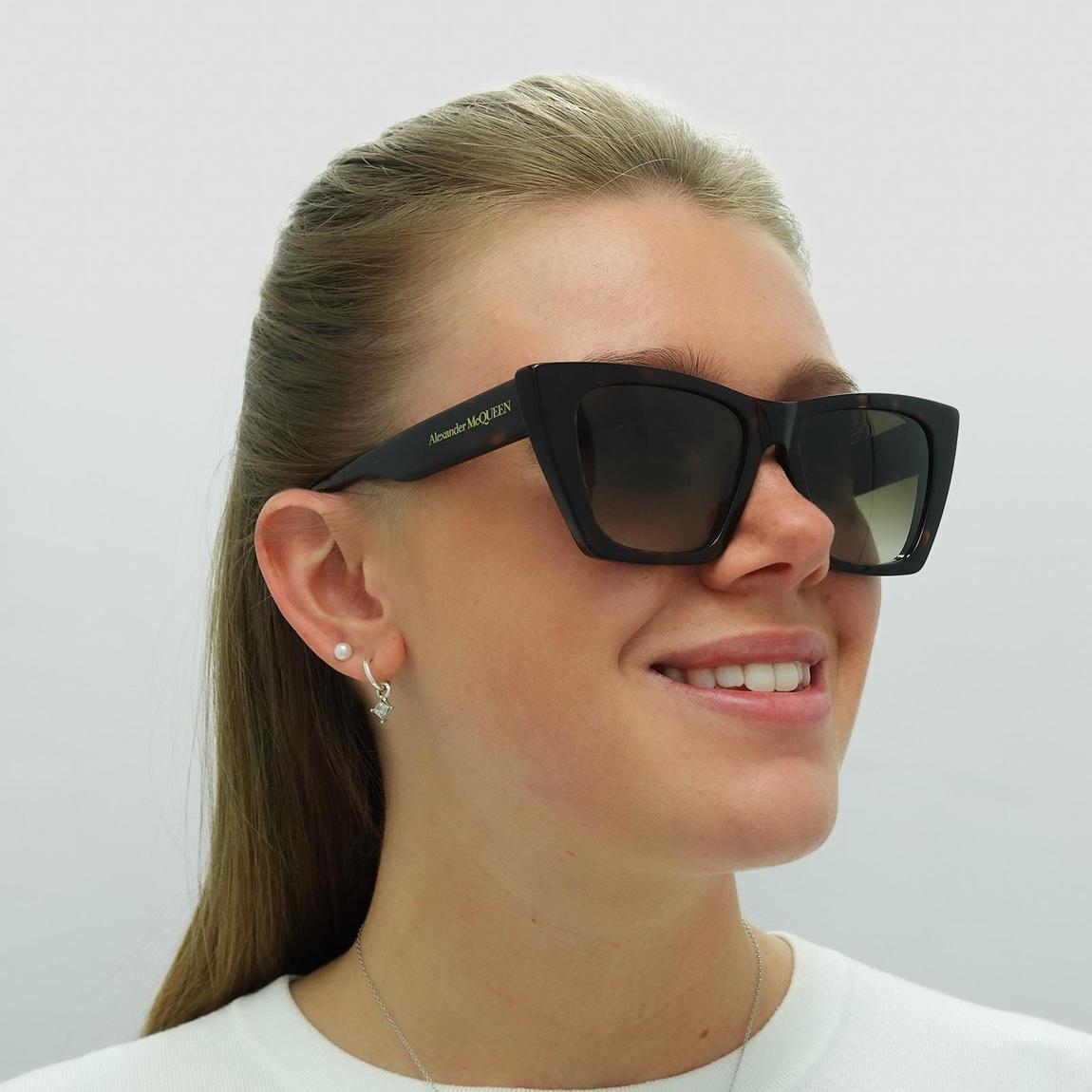 Alexander McQueen Sunglasses AM0299S 002 Dark Havana Brown Gradient main product photo