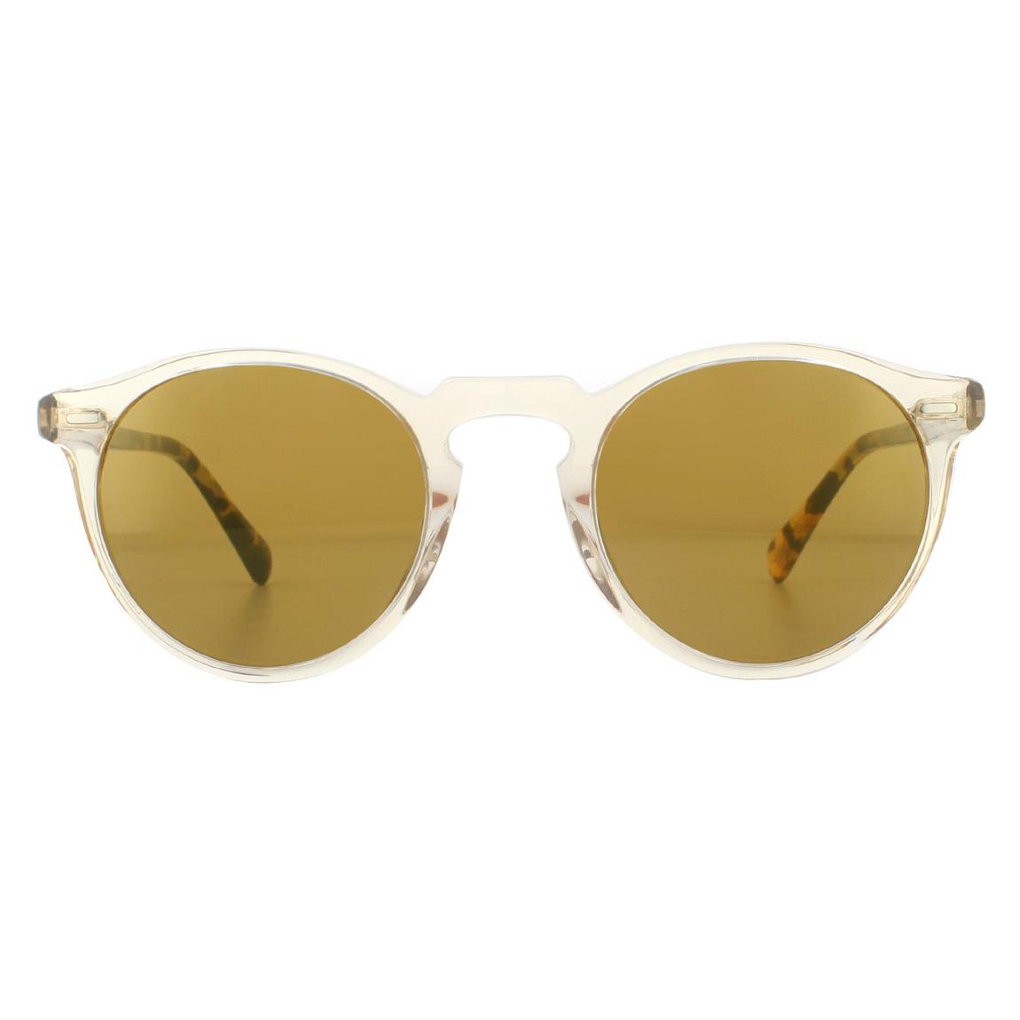 Oliver Peoples Sunglasses Gregory Peck OV5217S 1485W4 Buff and Dark Tortoise Brown Gold Mirror main product photo
