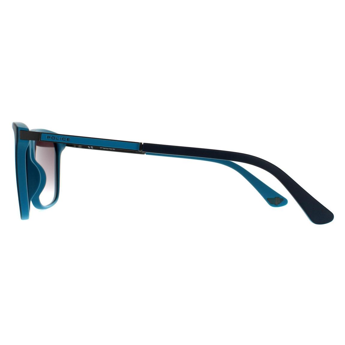 Police Sunglasses SPLA56 Record 1 WTRX Blue Turquoise Blue Gradient Mirrored main product photo