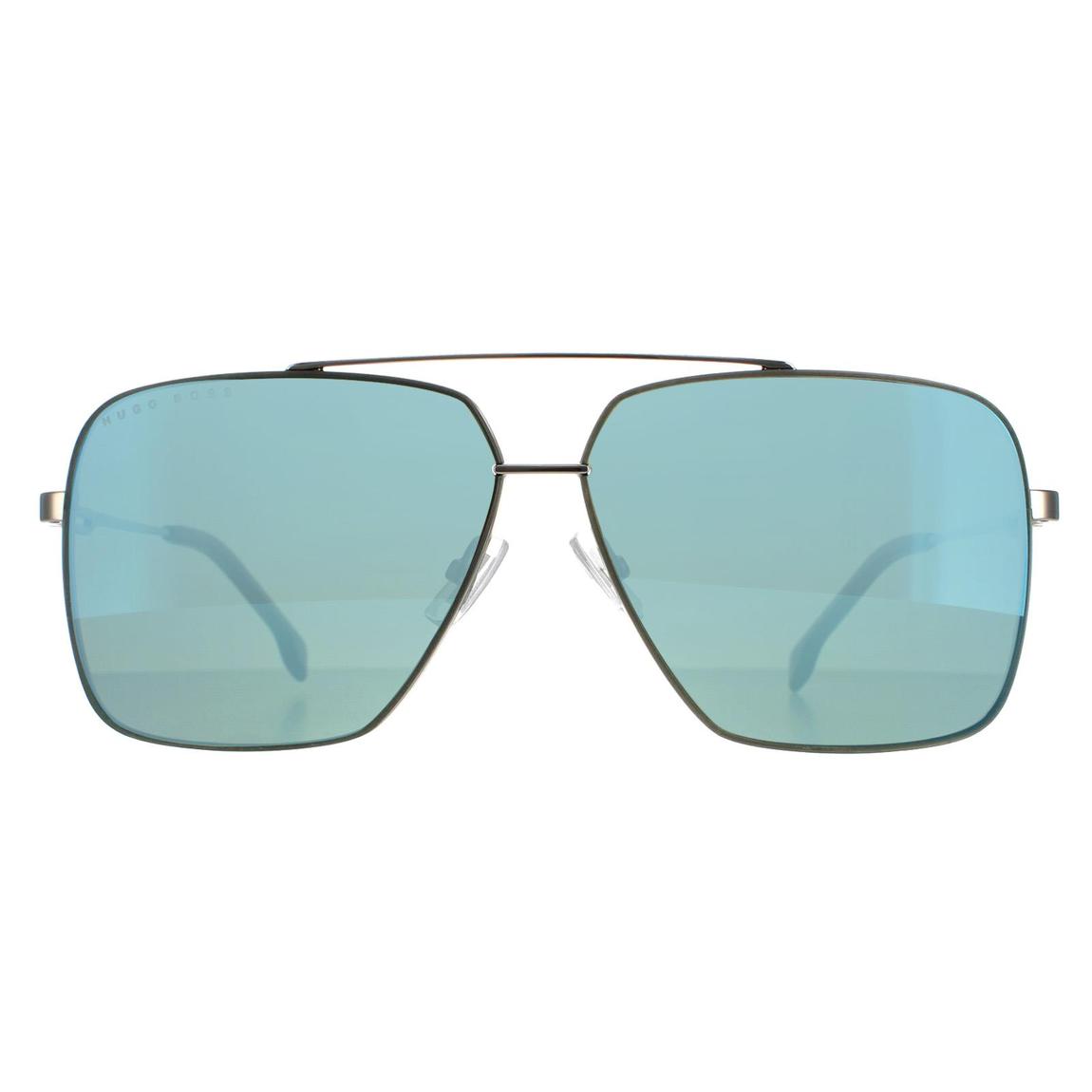 Hugo Boss Sunglasses BOSS 1325/S 31Z 3U Ruthenium Havana Kaki Blue Mirror main product photo