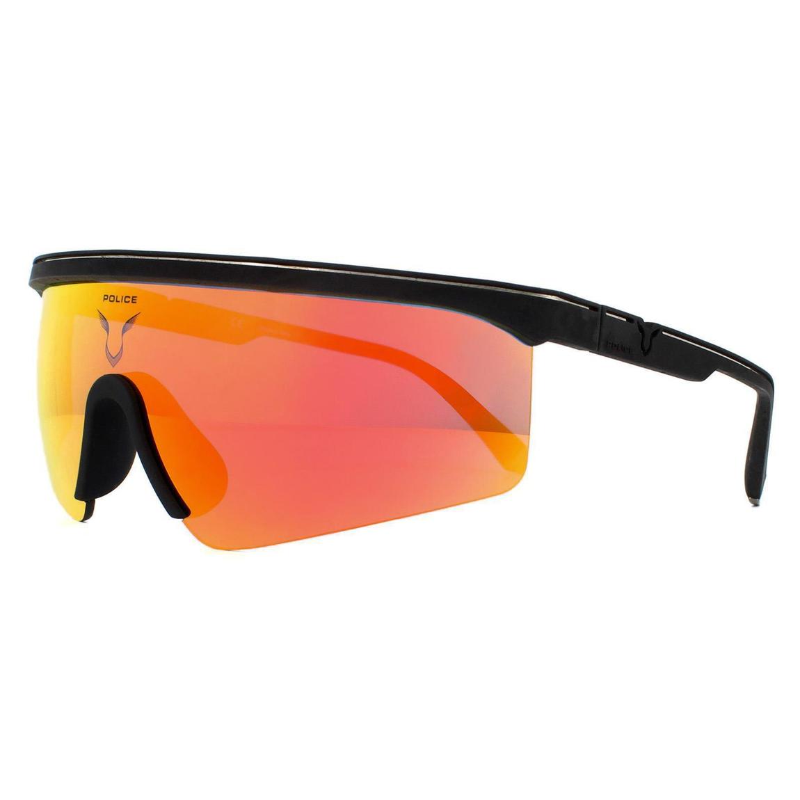 Police Sunglasses Lewis 07 SPLA28 6AAY Rubberised Black Red Mirror main product photo