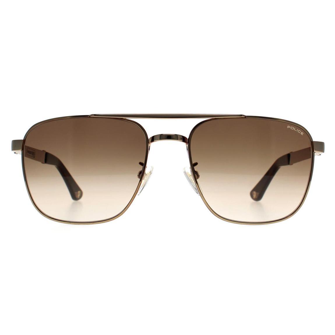 Police Sunglasses SPL890M Origins 3 08ES Grey Gold With Havana Parts Brown Gradient main product photo