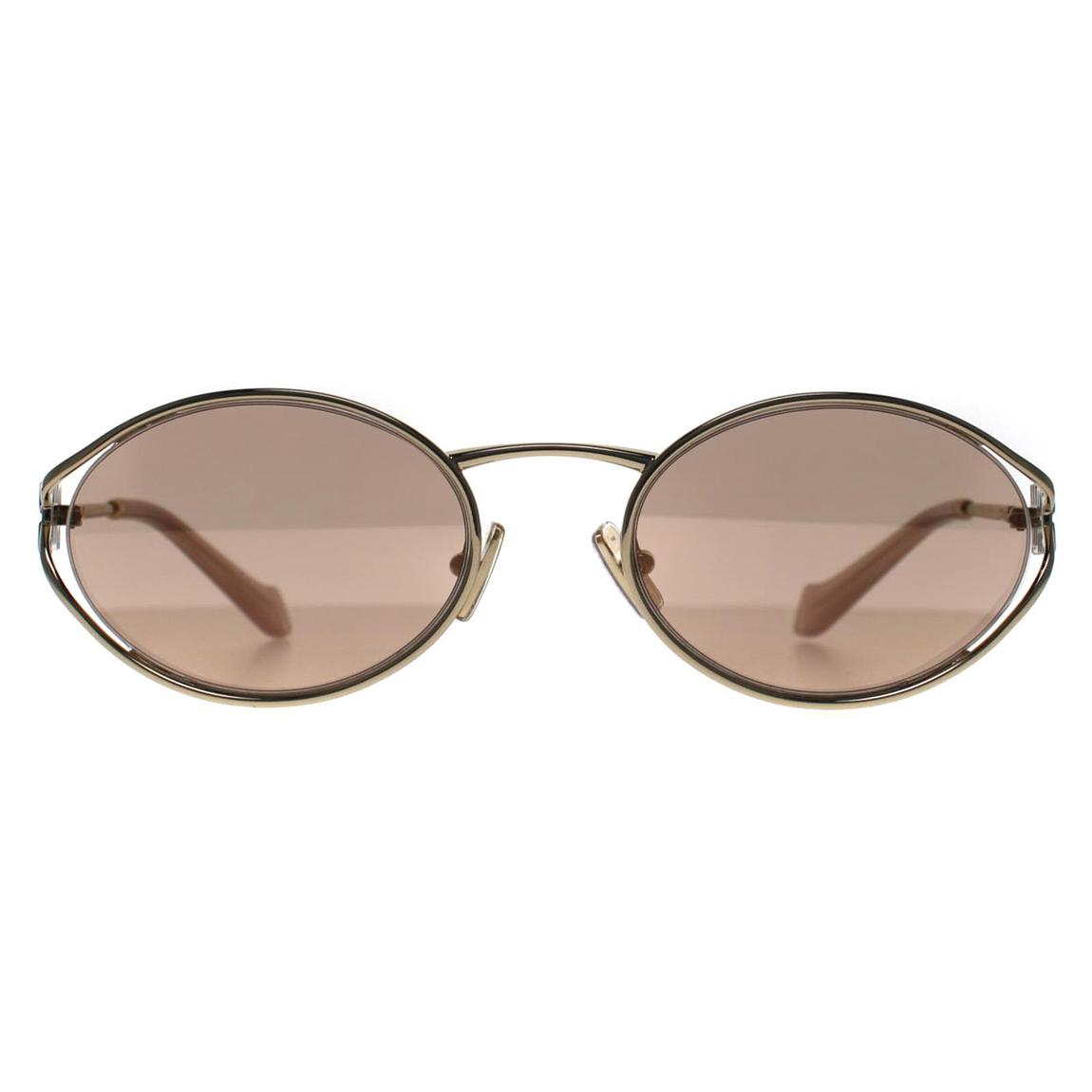 Miu Miu Sunglasses MU52YS ZVN20F Pale Gold Rose Pink Mirror main product photo