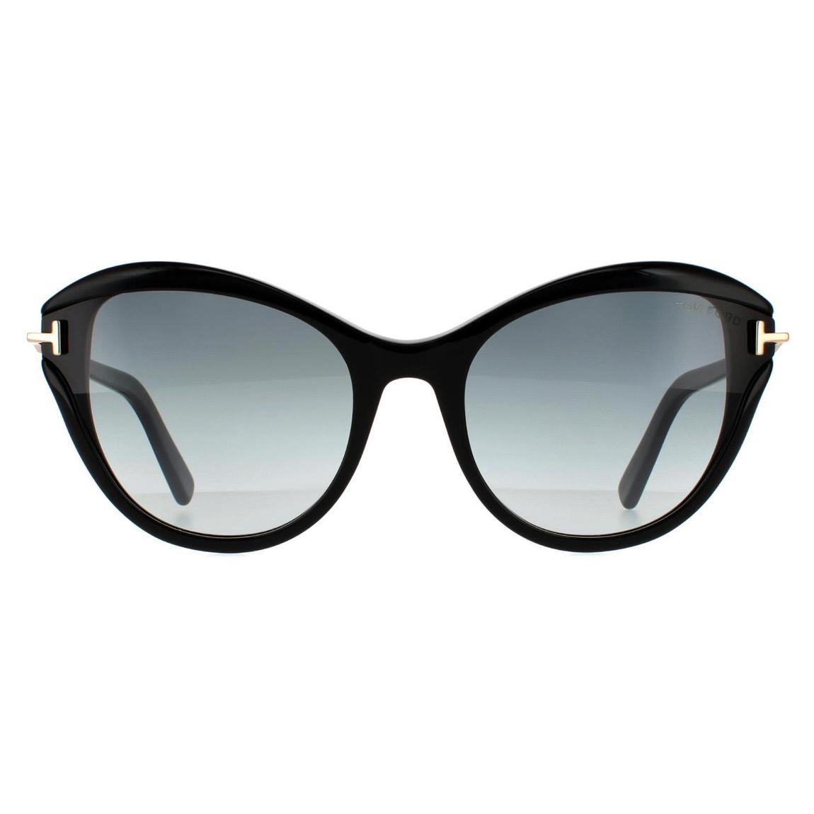 Tom Ford Sunglasses Leigh FT0850 01B Shiny Black Smoke Gradient main product photo