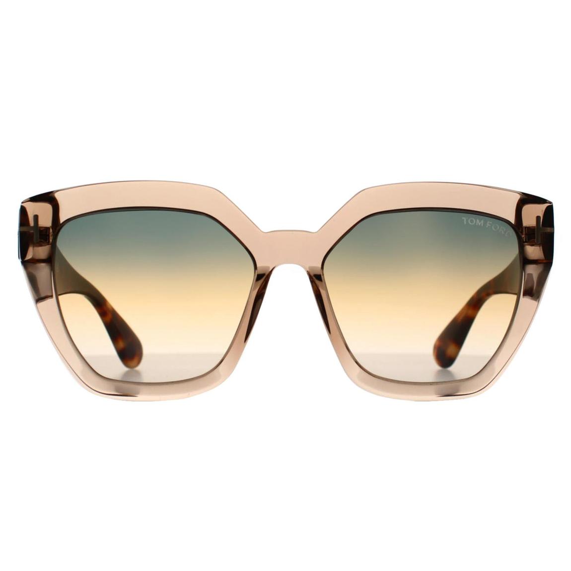 Tom Ford Sunglasses FT0939 Phoebe 45B Shiny Light Brown Blue Gradient main product photo