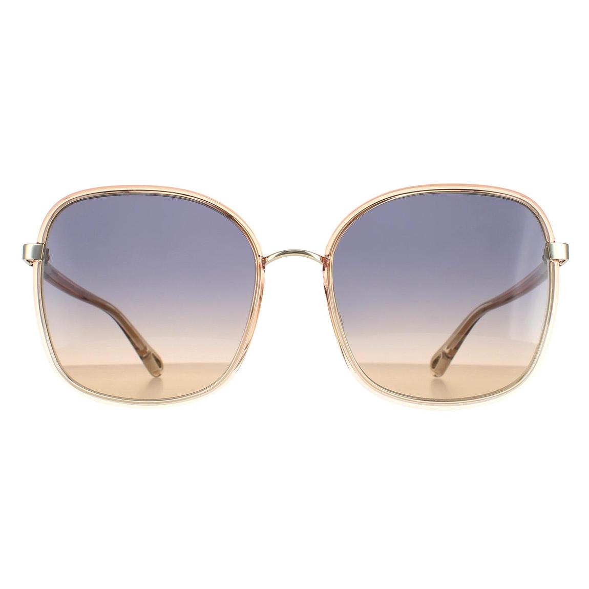 Chloe Sunglasses CH0031S Franky 004 Orange Crystal Fade and Gold Blue to Brown Gradient main product photo