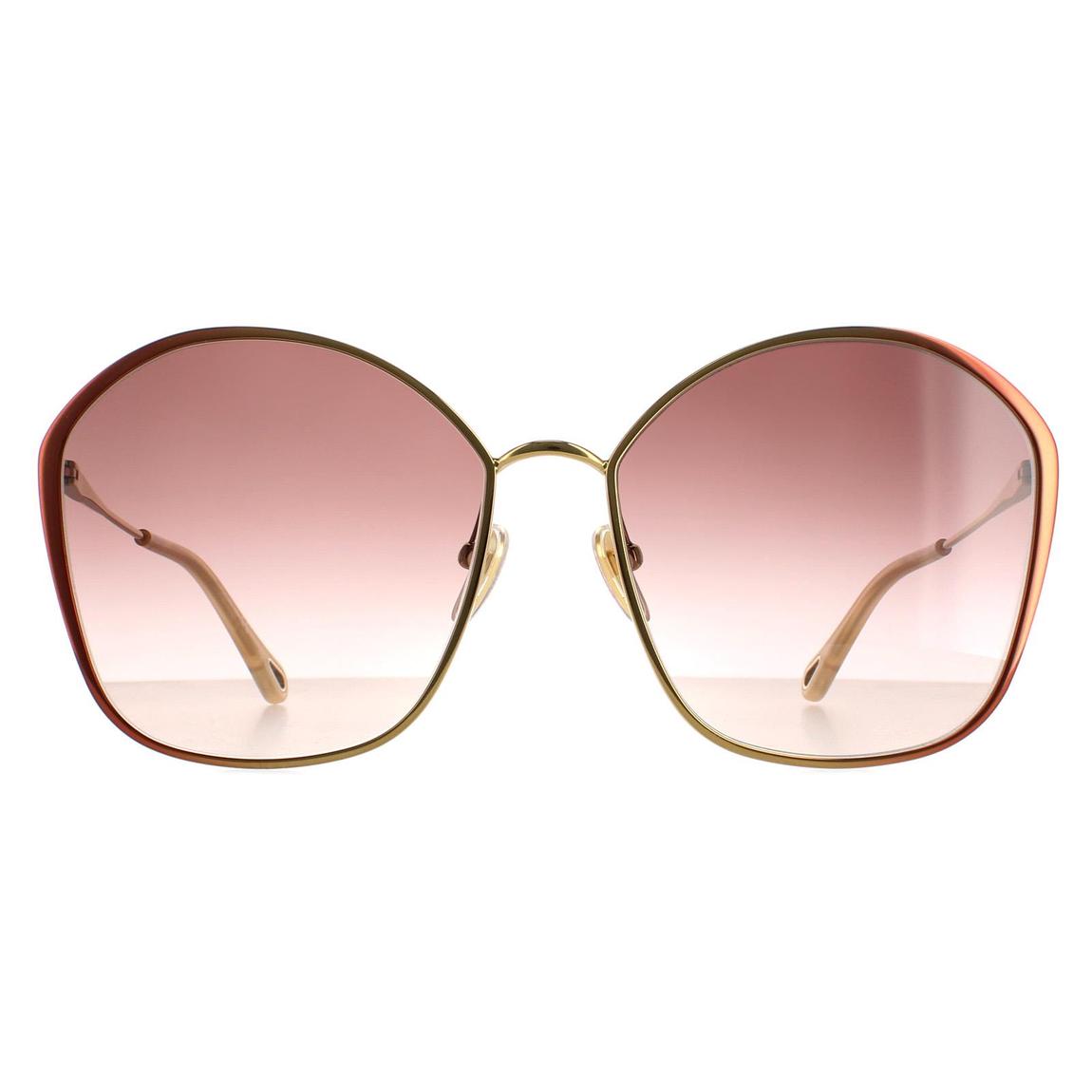 Chloe Sunglasses CH0015S 002 Dark Brown Gold Brown Gradient main product photo