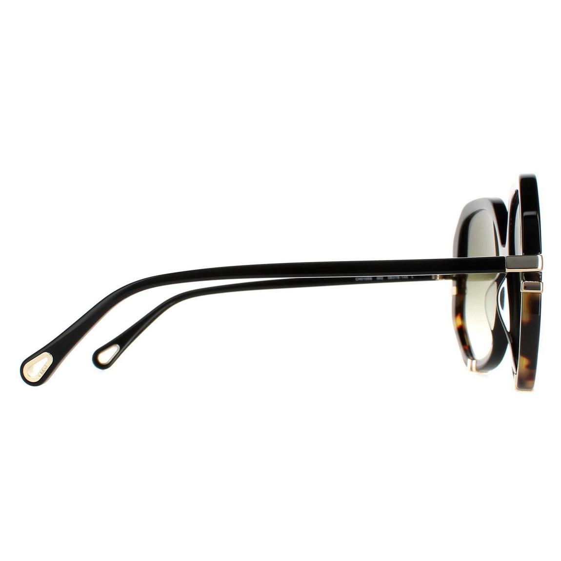 Chloe Sunglasses CH0105S 002 Shiny Black and Tortoise Green Gradient main product photo