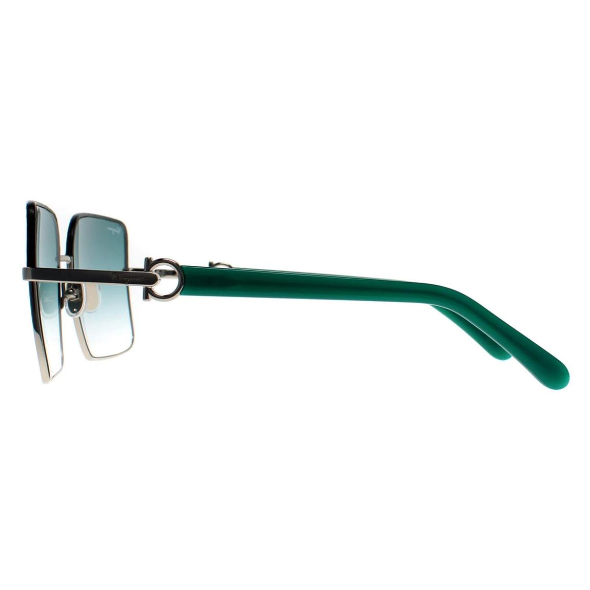 Salvatore Ferragamo Sunglasses SF302SL 047 Silver Petrol Blue Gradient main product photo