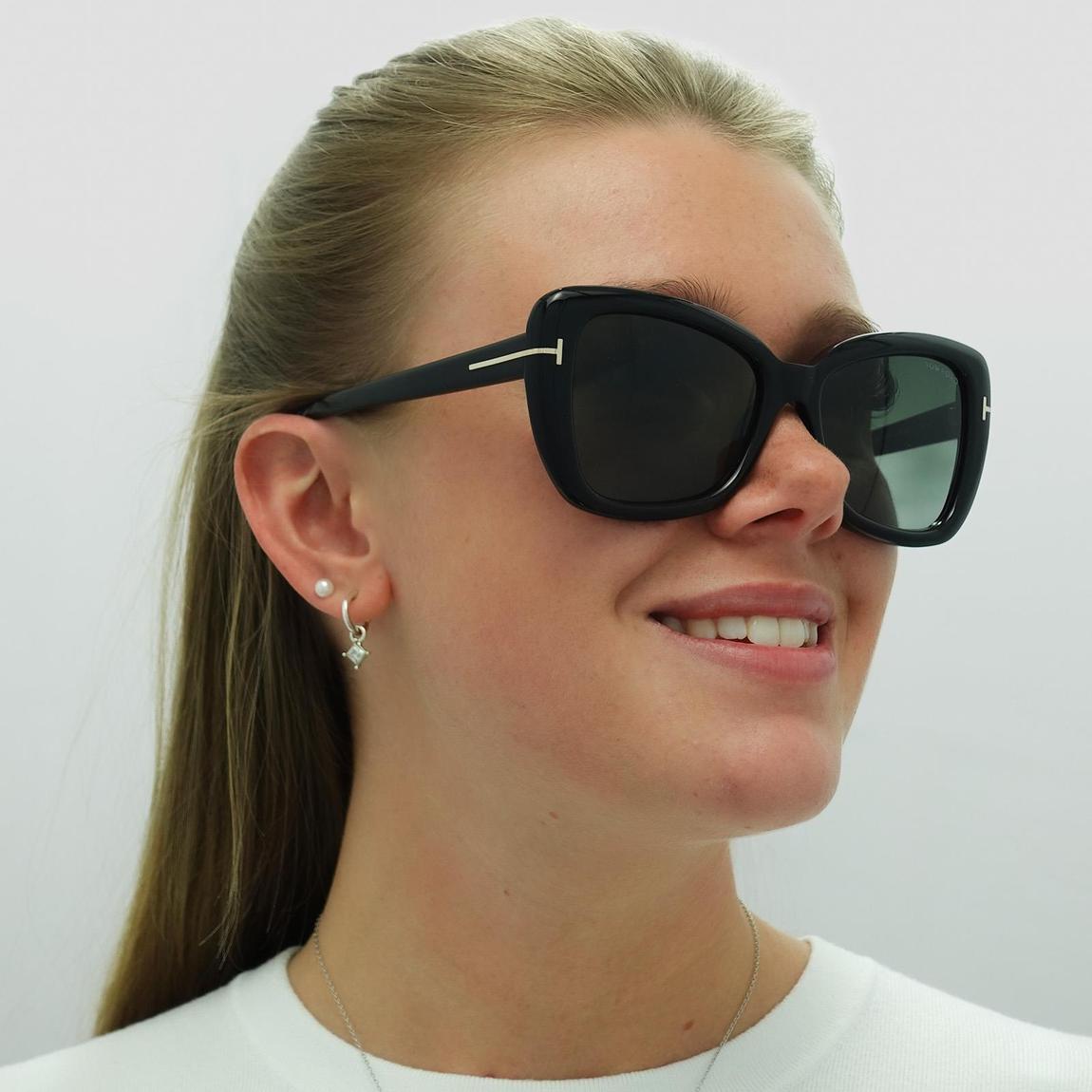 Tom Ford Sunglasses Maeve FT1008 01B Shiny Black Smoke Gradient main product photo