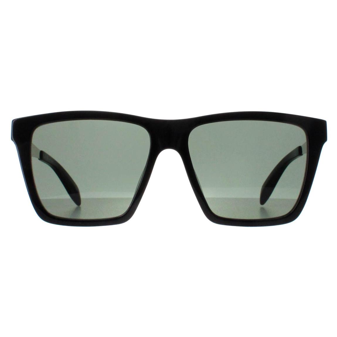 Alexander McQueen Sunglasses AM0352S 002 Shiny Black and Silver Green Grey main product photo