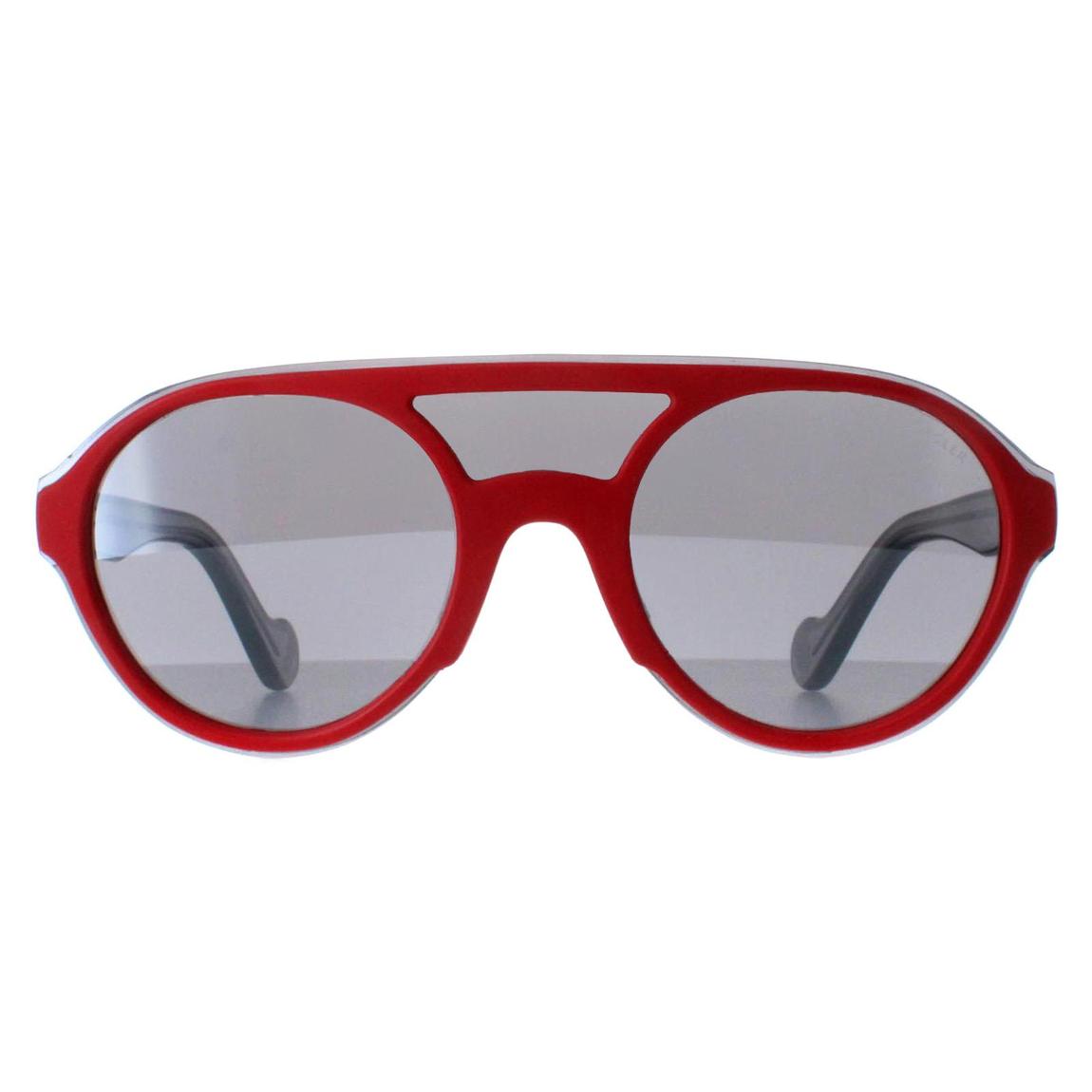 Moncler Sunglasses ML0052 66C Shiny Red and Grey Transparent Grey Mirror main product photo