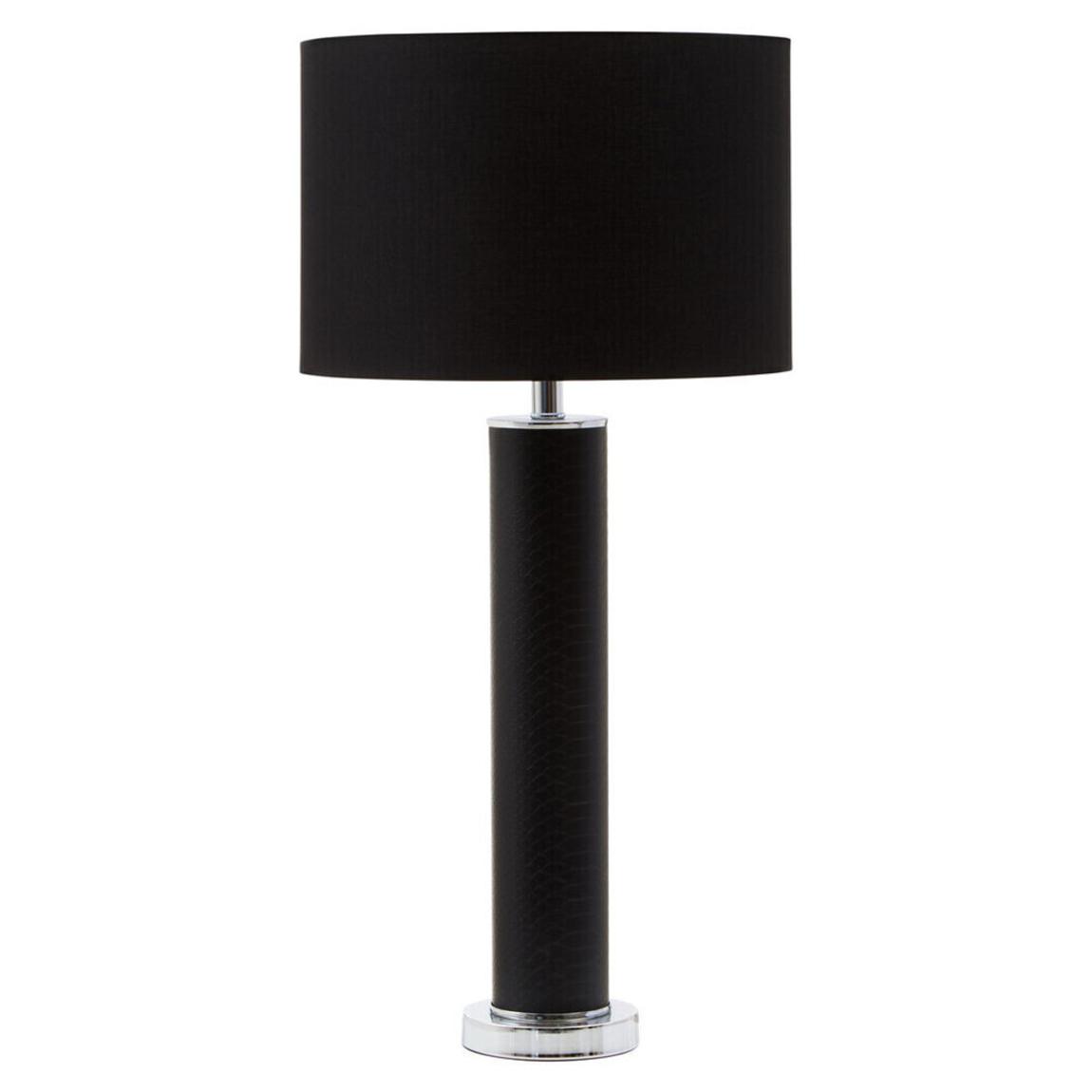 Hanah Black Snake Leather Effect Table Lamp with Chrome Base main product photo