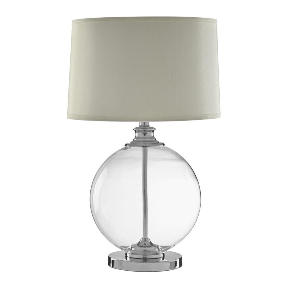 Edna Small Round Glass Table Lamp Ivory Silk Shade main product photo
