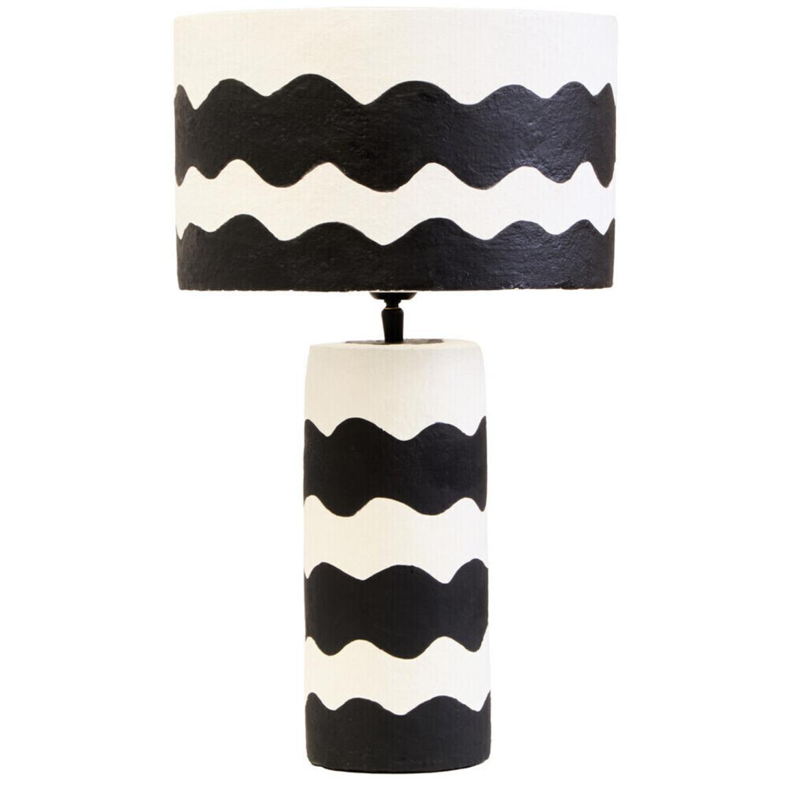 Carta Black And White Curved Stripe Papier Mache Table Lamp main product photo