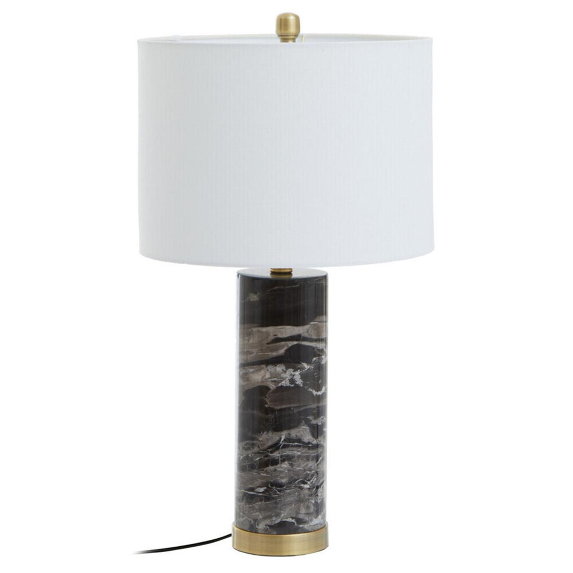 Ebony Black Marble Table Lamp with Ivory Shade main product photo
