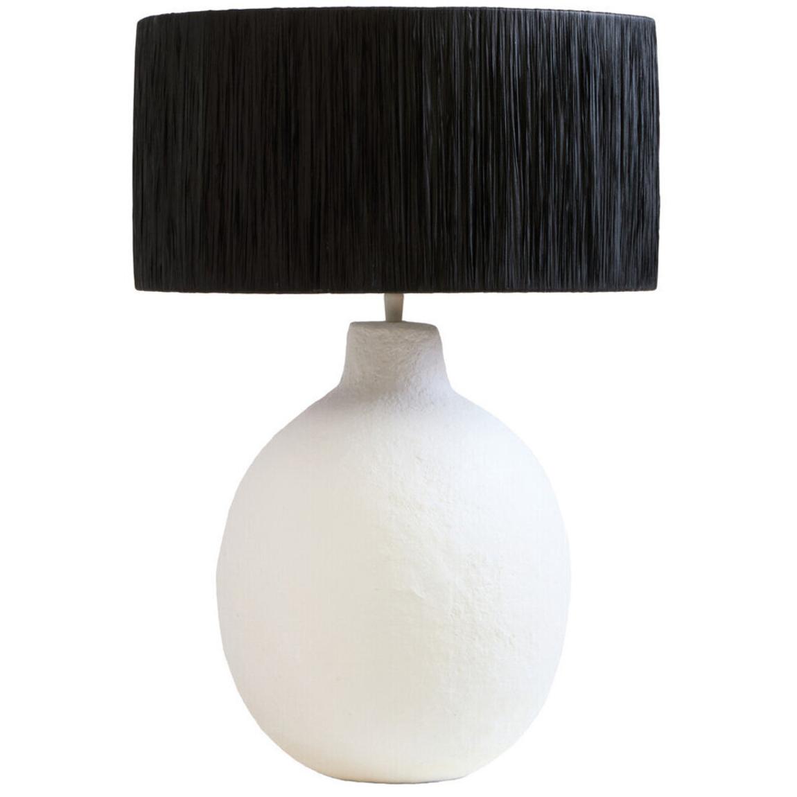 Carta White Papier Mache Table Lamp With Black Raffia Shade main product photo