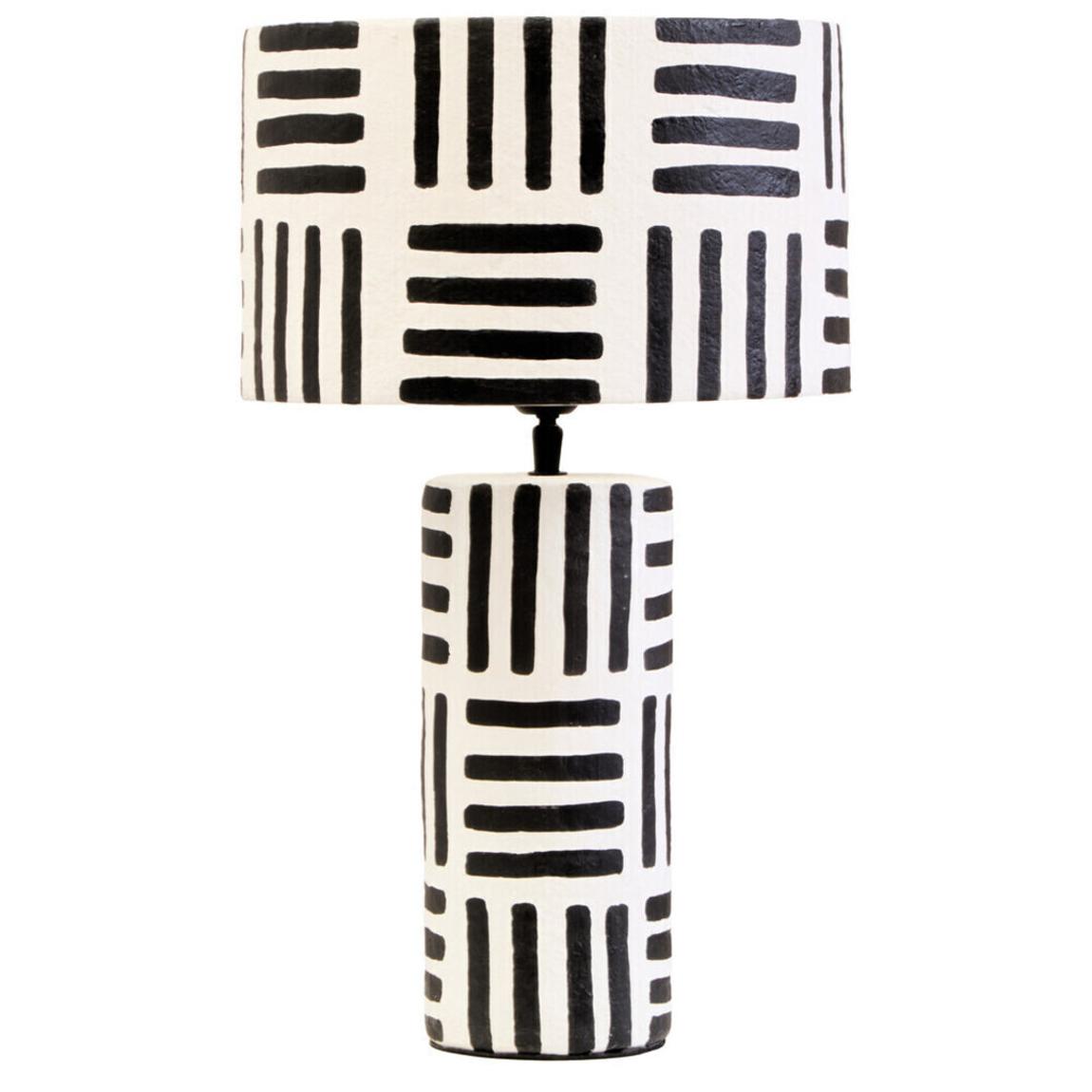 Carta Black And White Papier Mache Table Lamp with Geometric Lines main product photo