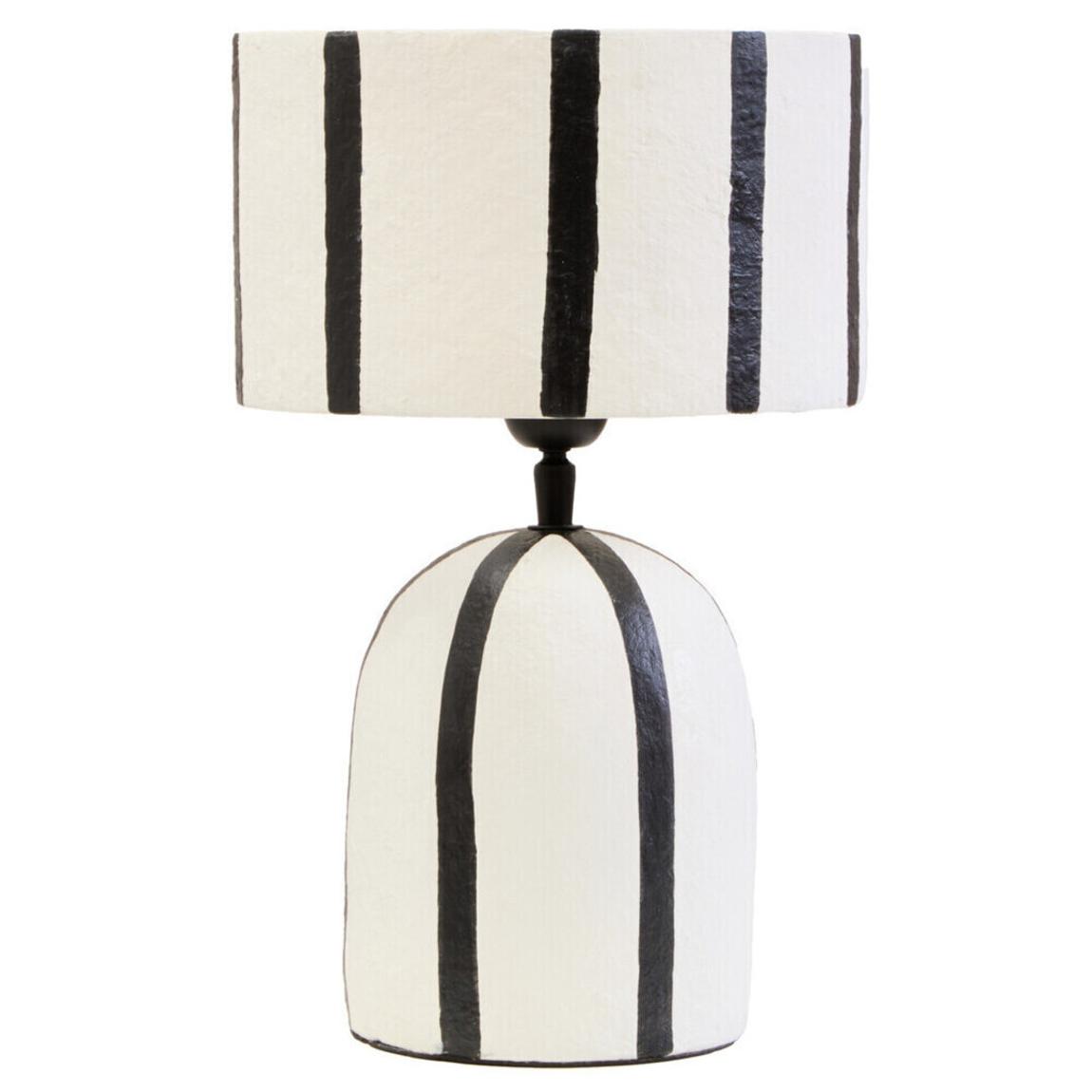 Carta Black and White Stripe Papier Mache Table Lamp main product photo