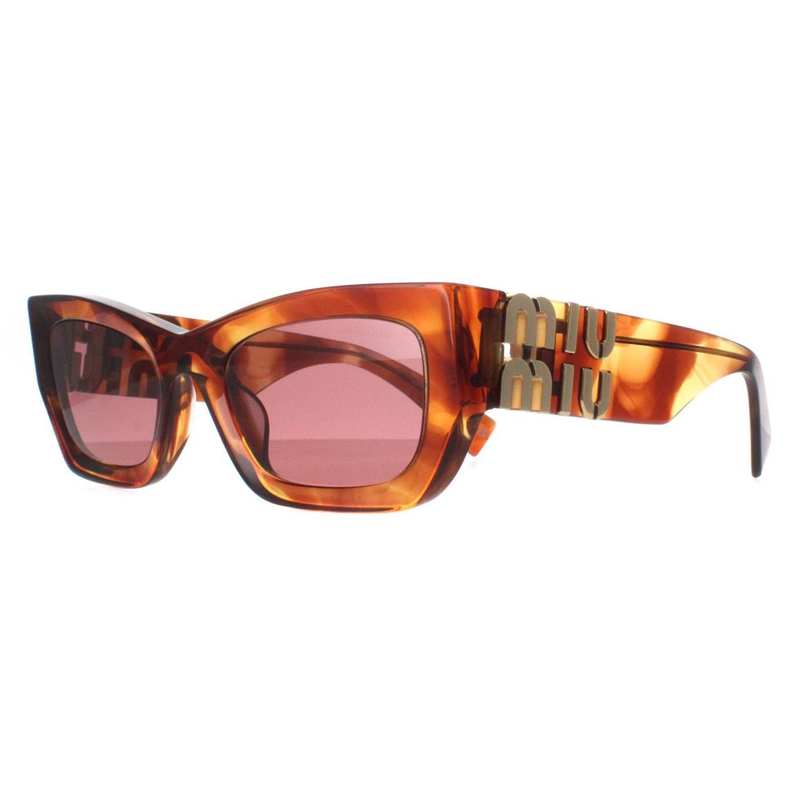 Miu Miu Sunglasses MU09WS 11Q08S Striped Tobacco Dark Violet main product photo