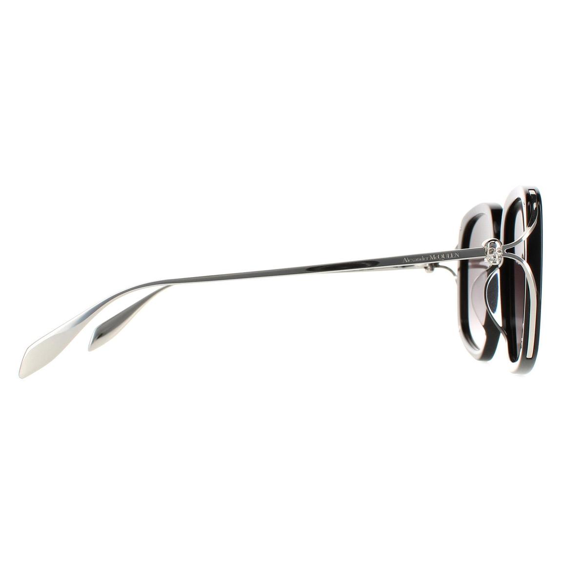 Alexander McQueen Sunglasses AM0374S 001 Black Silver Grey Gradient main product photo