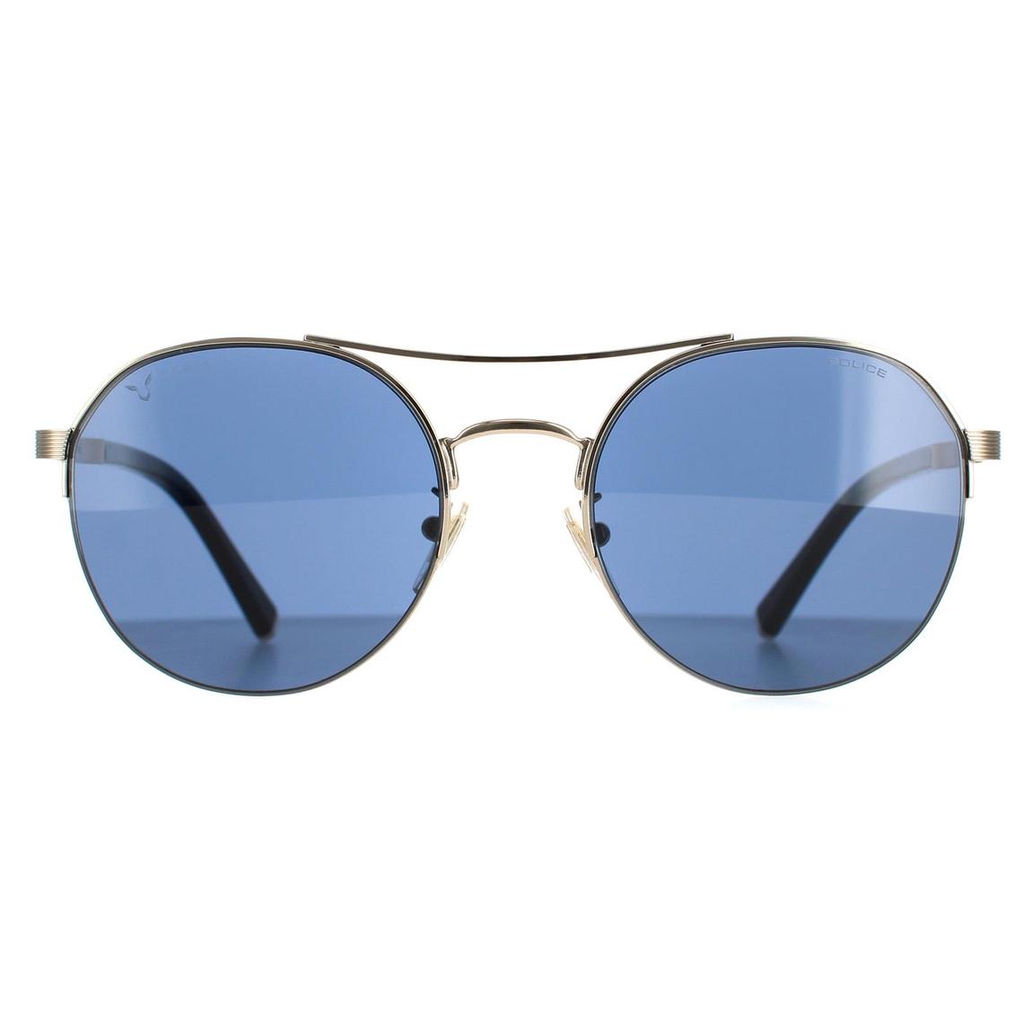 Police Sunglasses SPLA24 Lewis 03 0594 Shiny Light Gold Blue main product photo