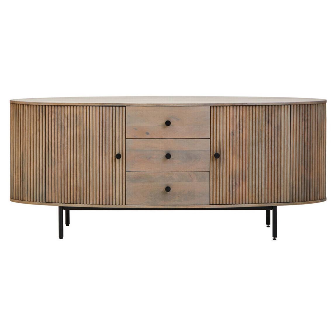 Torello Two Door Three Drawer Grey Mango Wood Sideboard main product photo