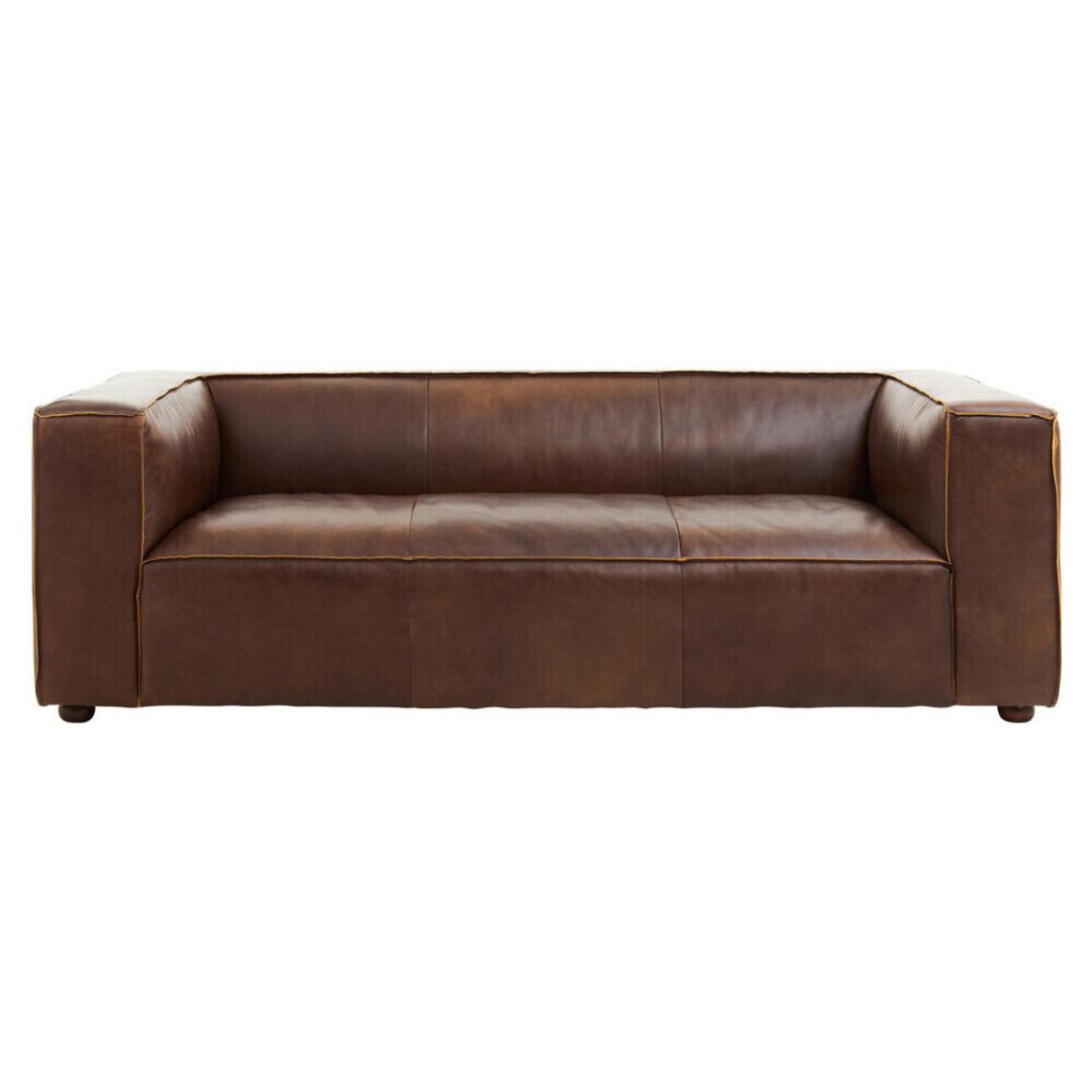 King Three Seater Mexico Brown Leather Sofa main product photo