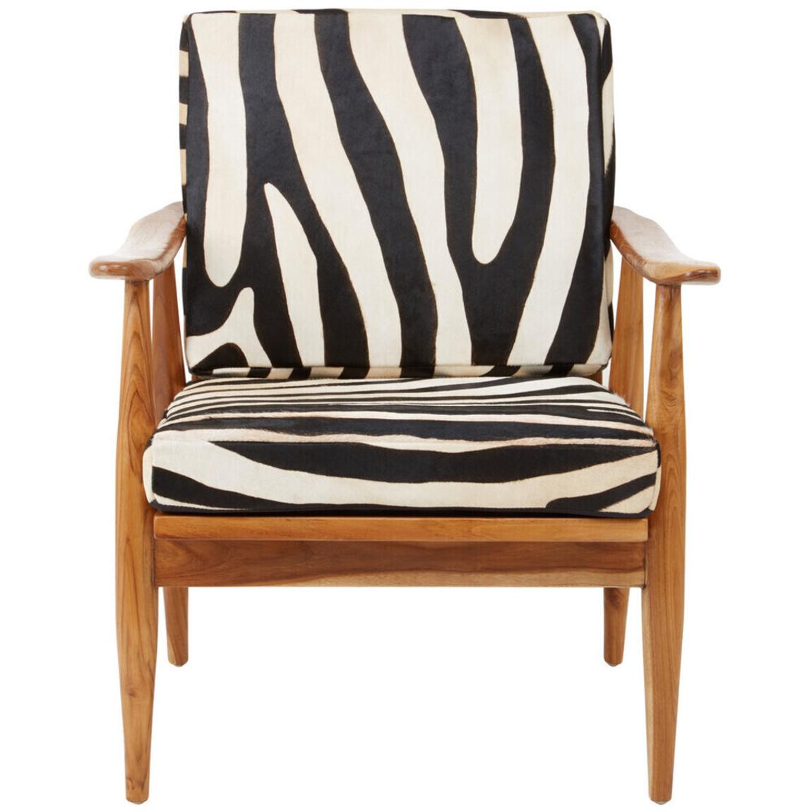 Kendari Leather Zebra Pattern And Teak Chair main product photo
