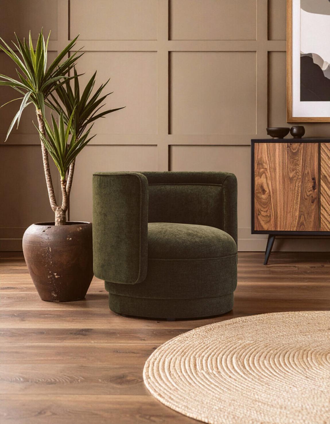 Drake Forest Green Chenille Curved Chair main product photo