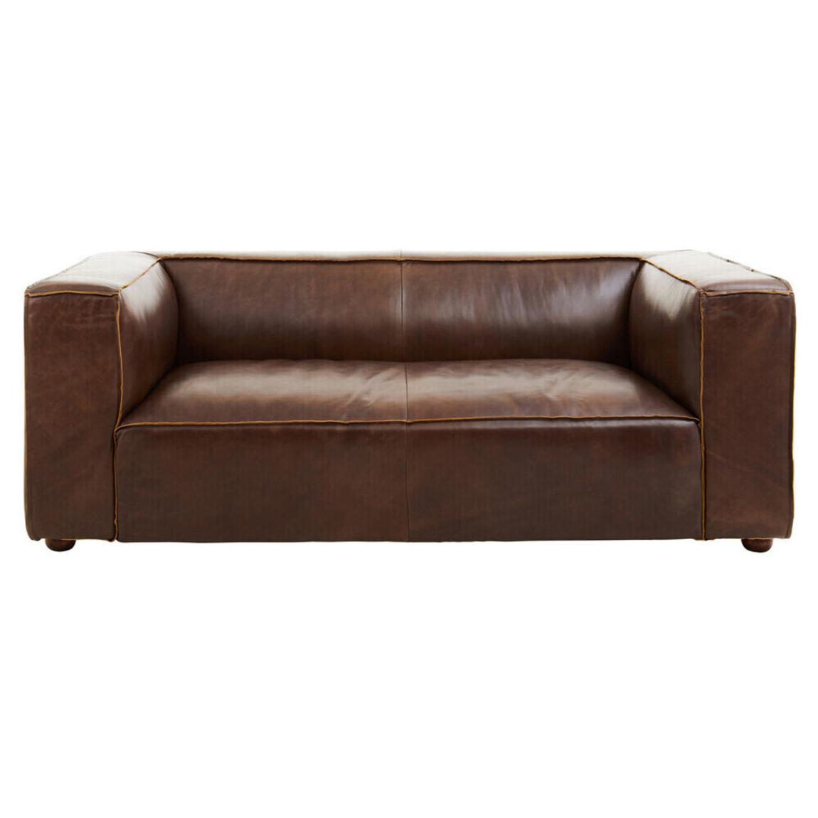 King Two Seater Mexico Brown Leather Sofa main product photo