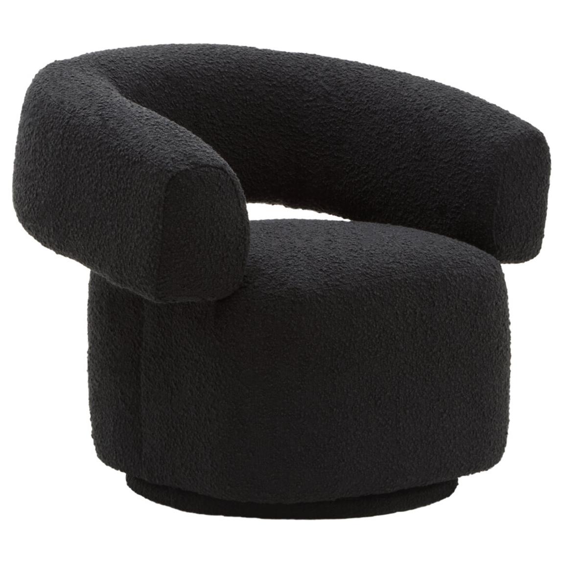 Oliveto Black Boucle Curved Revolving Armchair main product photo