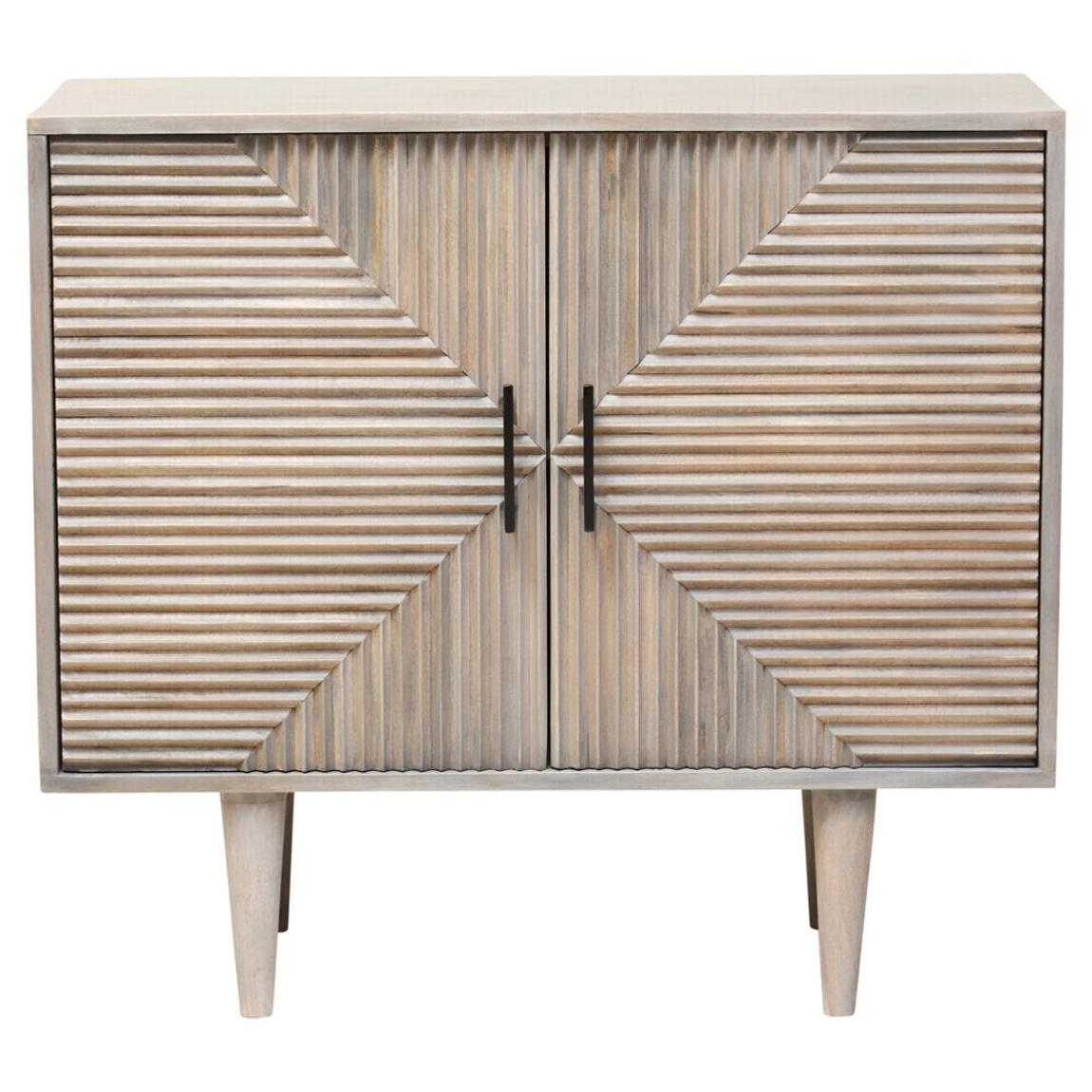 Satna Two Door Greywash Carved Mango Wood Sideboard main product photo