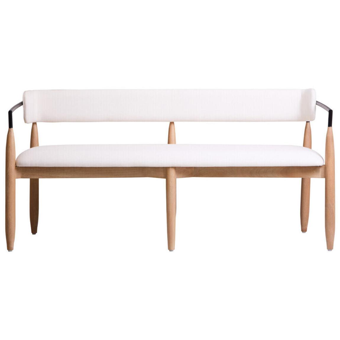 Persolo Cream Textured Fabric Dining Bench with Wood Frame main product photo