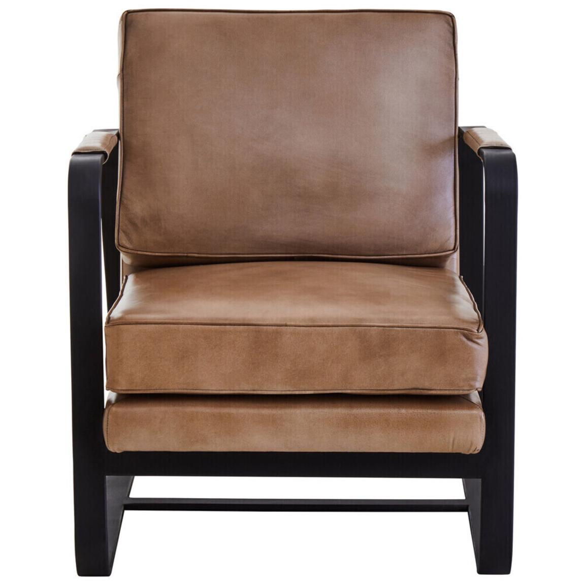 Buffalo Grey Leather Armchair With Black Iron Frame main product photo