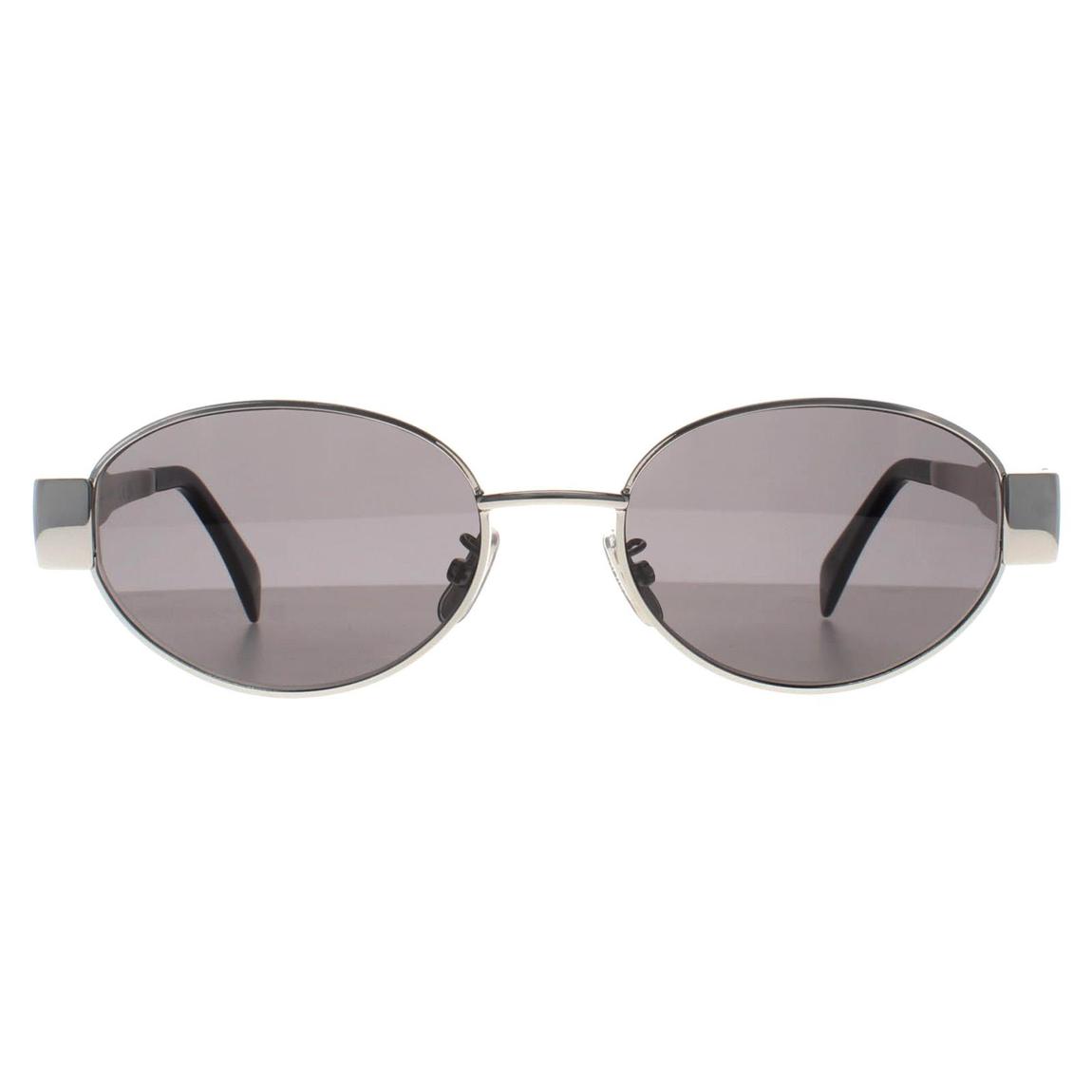 Celine Sunglasses Metal Triomphe CL40235U 16A Shiny Palladium Smoke Grey main product photo