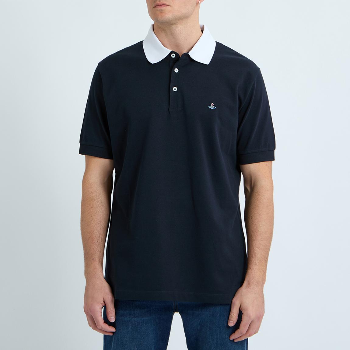 Vivienne Westwood ネイビー ポロシャツ Vivienne Westwood Navy Classic Slim Polo Shirt - BrandAlley