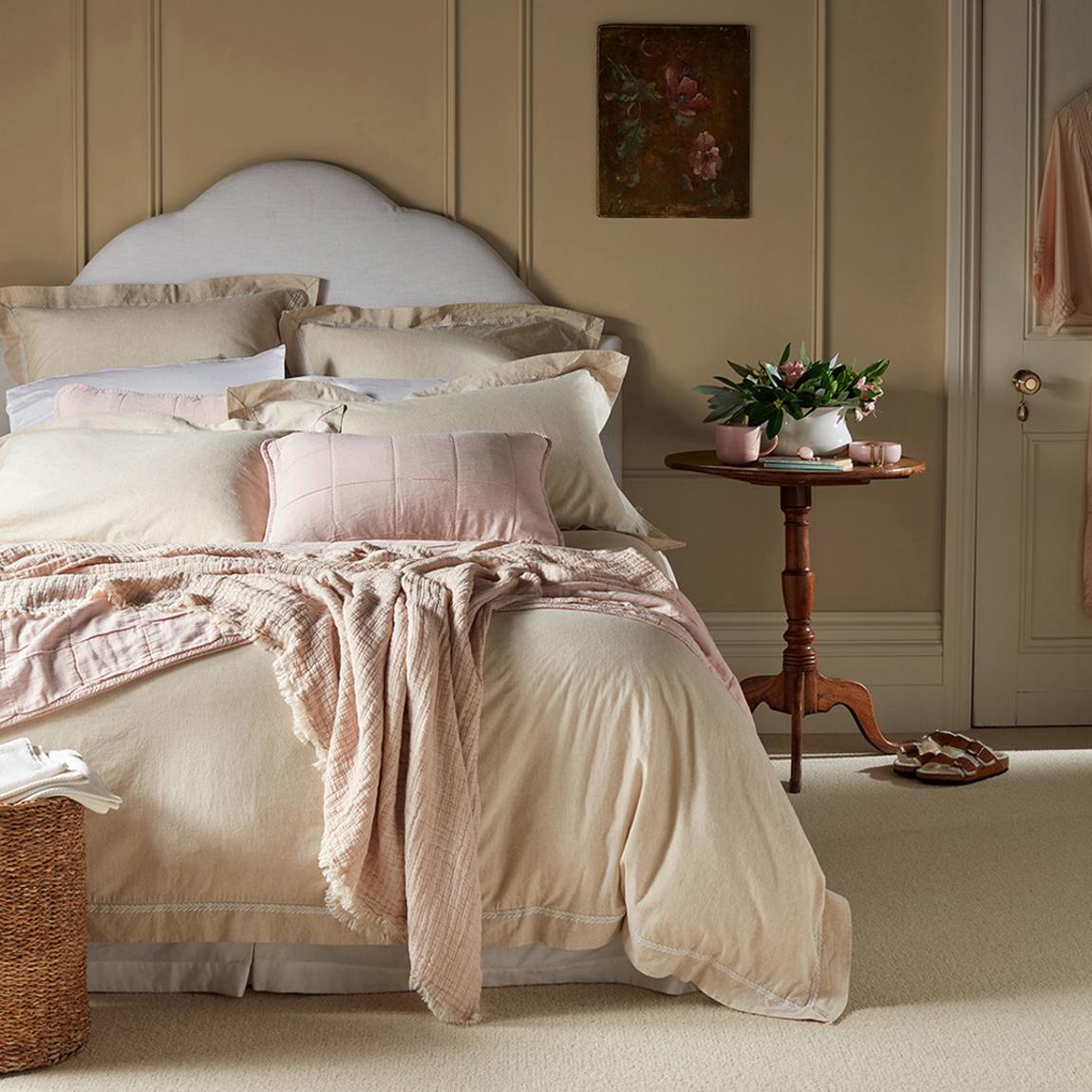 Natural Charlotte Cotton Linen Duvet Cover, King main product photo
