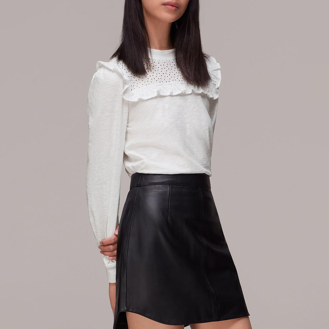 White Broderie Yoke Frill Detail Blouse main product photo