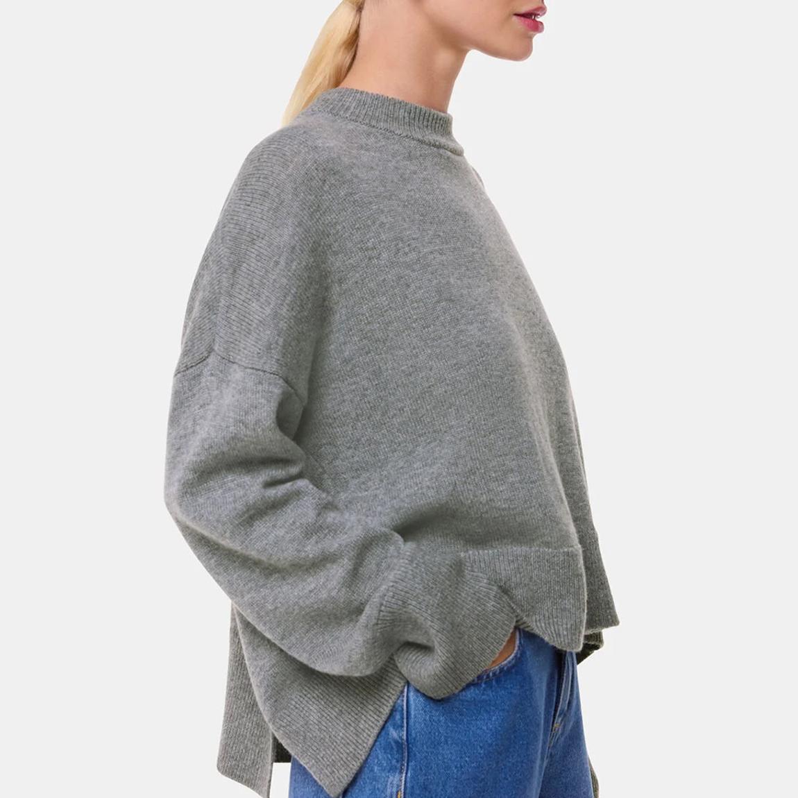 Dark Grey Cashmere Blend Split Back Jumper main product photo