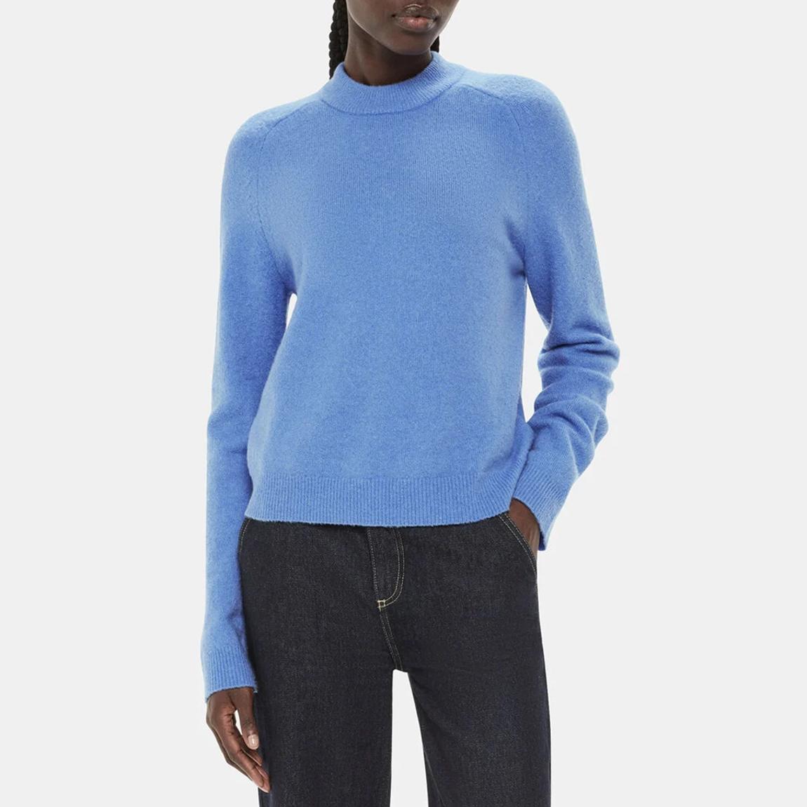 Blue Wool Textured Crew Neck Top main product photo