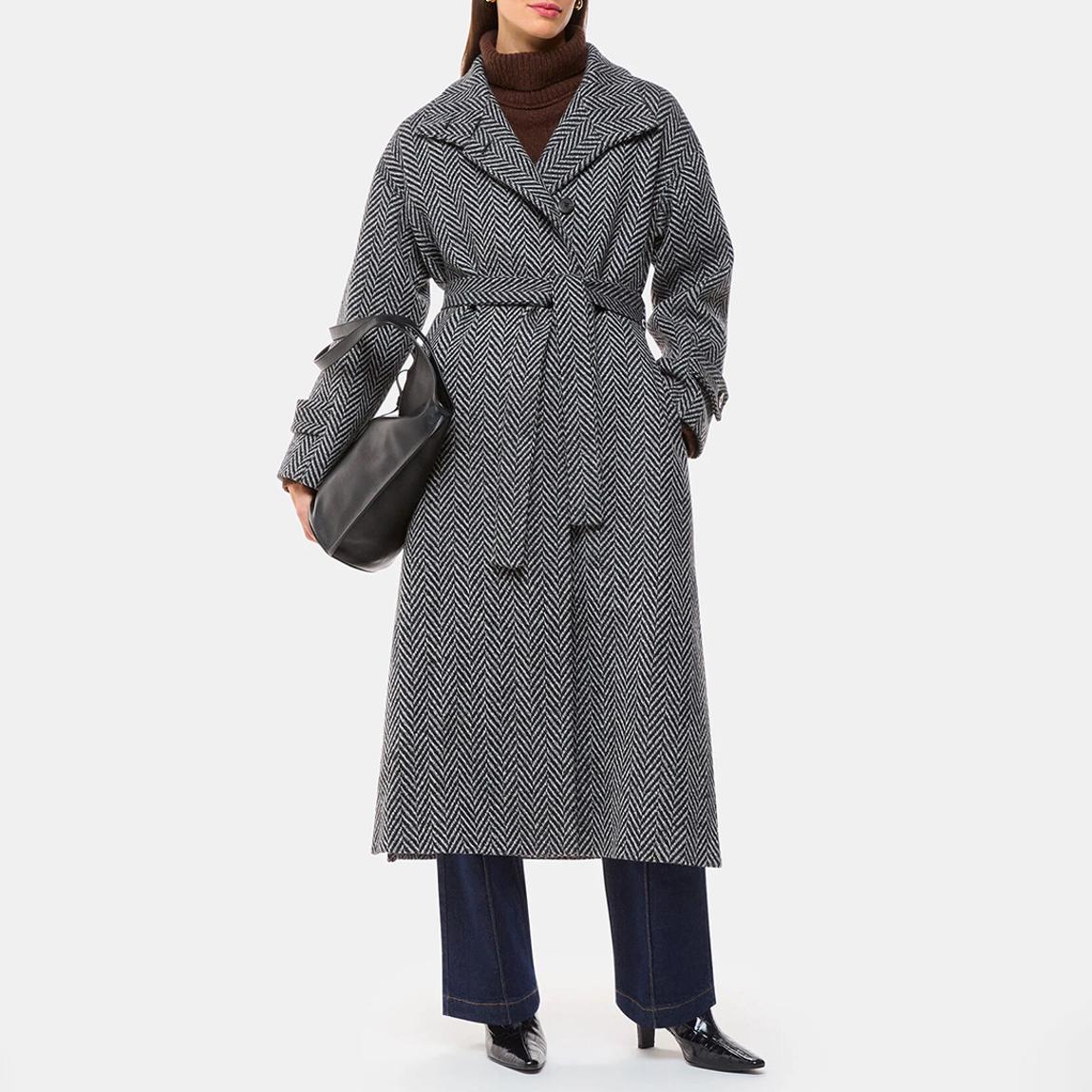 Grey Cosette Funnel Neck Wool Blend Coat main product photo