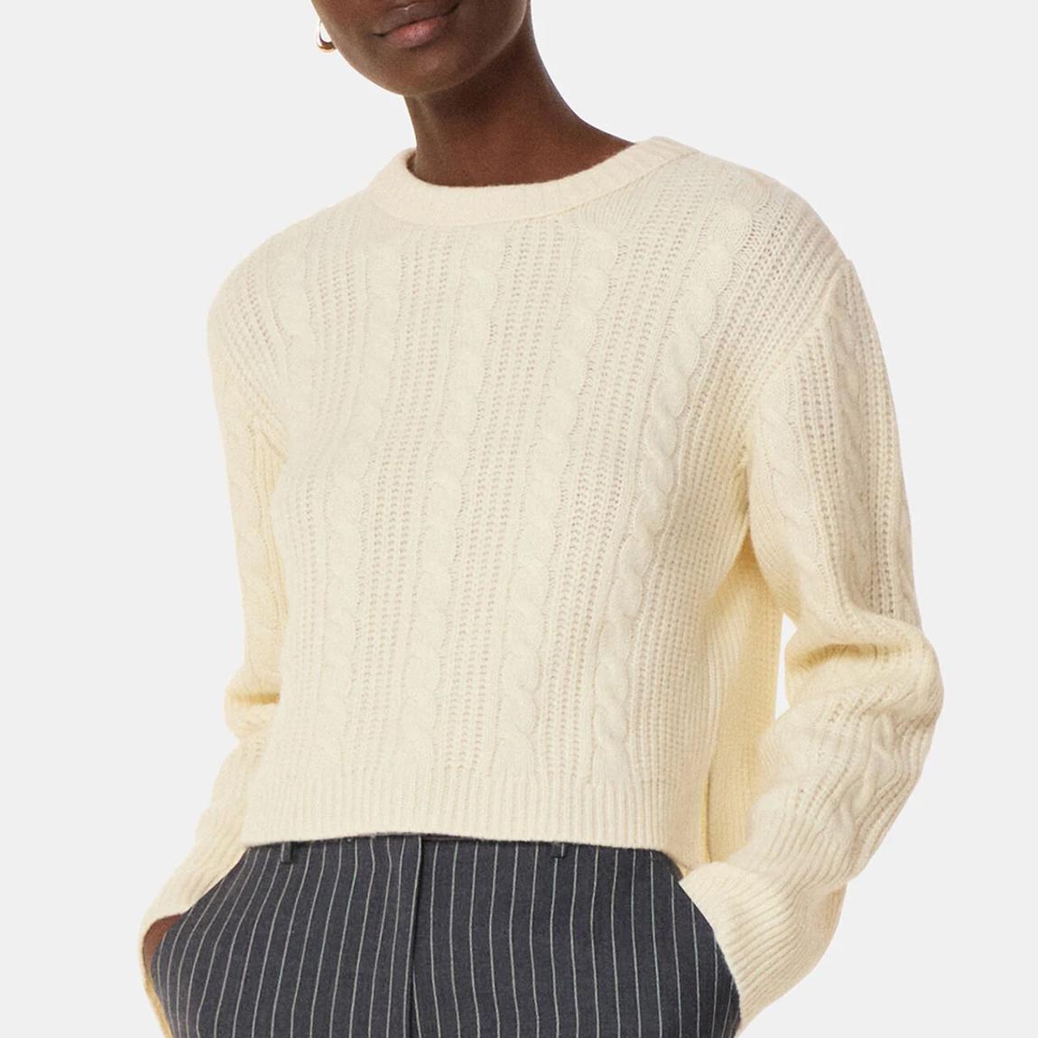 Ivory Cable Detail Crew Neck Jumper main product photo