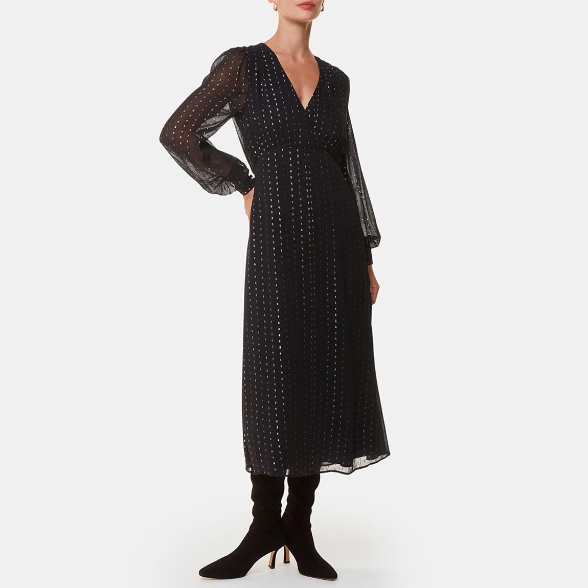 Black Metallic Stripe Midi Dress main product photo