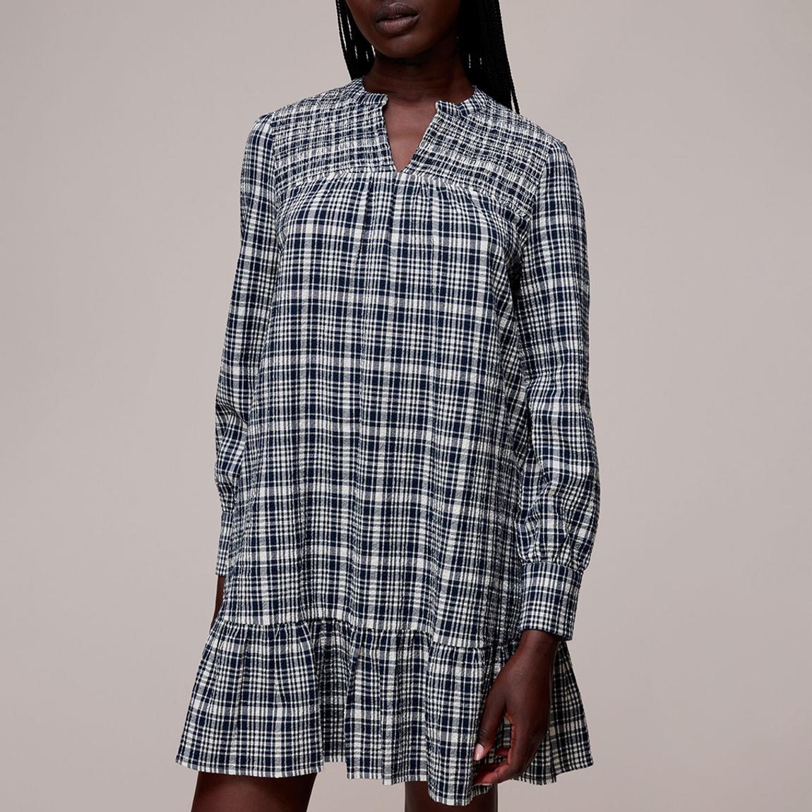 Navy/Multi Seersucker Check Flippy Dress main product photo